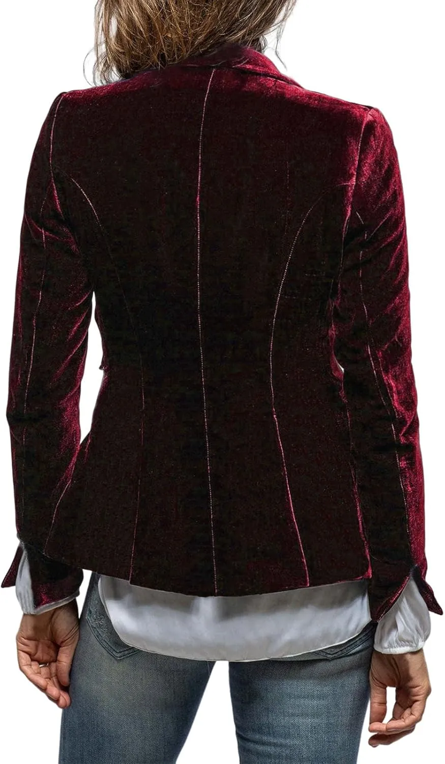 MINTLIMIT Women's Velvet Blazer Long Sleeve Notched Lapel Button Front Tailored Cardigan Suit Jacket Blazer