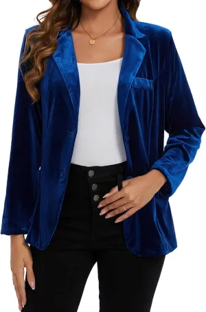 MINTLIMIT Womens Velvet Blazer Suit Jacket Casual Work Office Long Sleeve Fully Lined Blazer Jacket with Pocket Outerwear