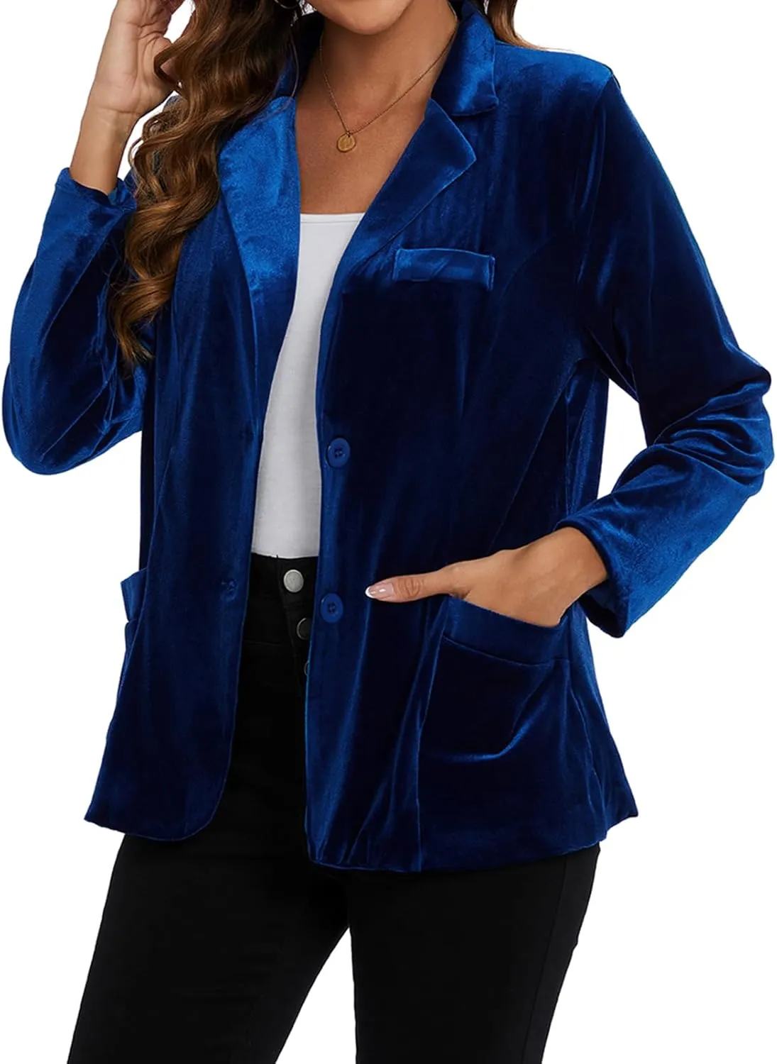 MINTLIMIT Womens Velvet Blazer Suit Jacket Casual Work Office Long Sleeve Fully Lined Blazer Jacket with Pocket Outerwear