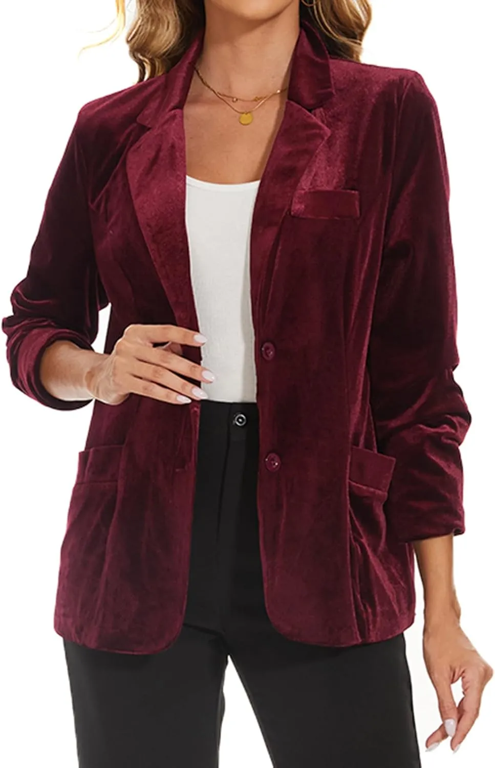 MINTLIMIT Womens Velvet Blazer Suit Jacket Casual Work Office Long Sleeve Fully Lined Blazer Jacket with Pocket Outerwear