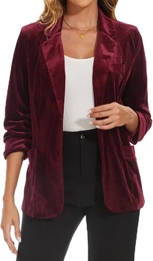 MINTLIMIT Womens Velvet Blazer Suit Jacket Casual Work Office Long Sleeve Fully Lined Blazer Jacket with Pocket Outerwear