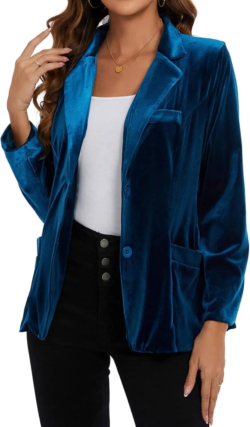 MINTLIMIT Womens Velvet Blazer Suit Jacket Casual Work Office Long Sleeve Fully Lined Blazer Jacket with Pocket Outerwear
