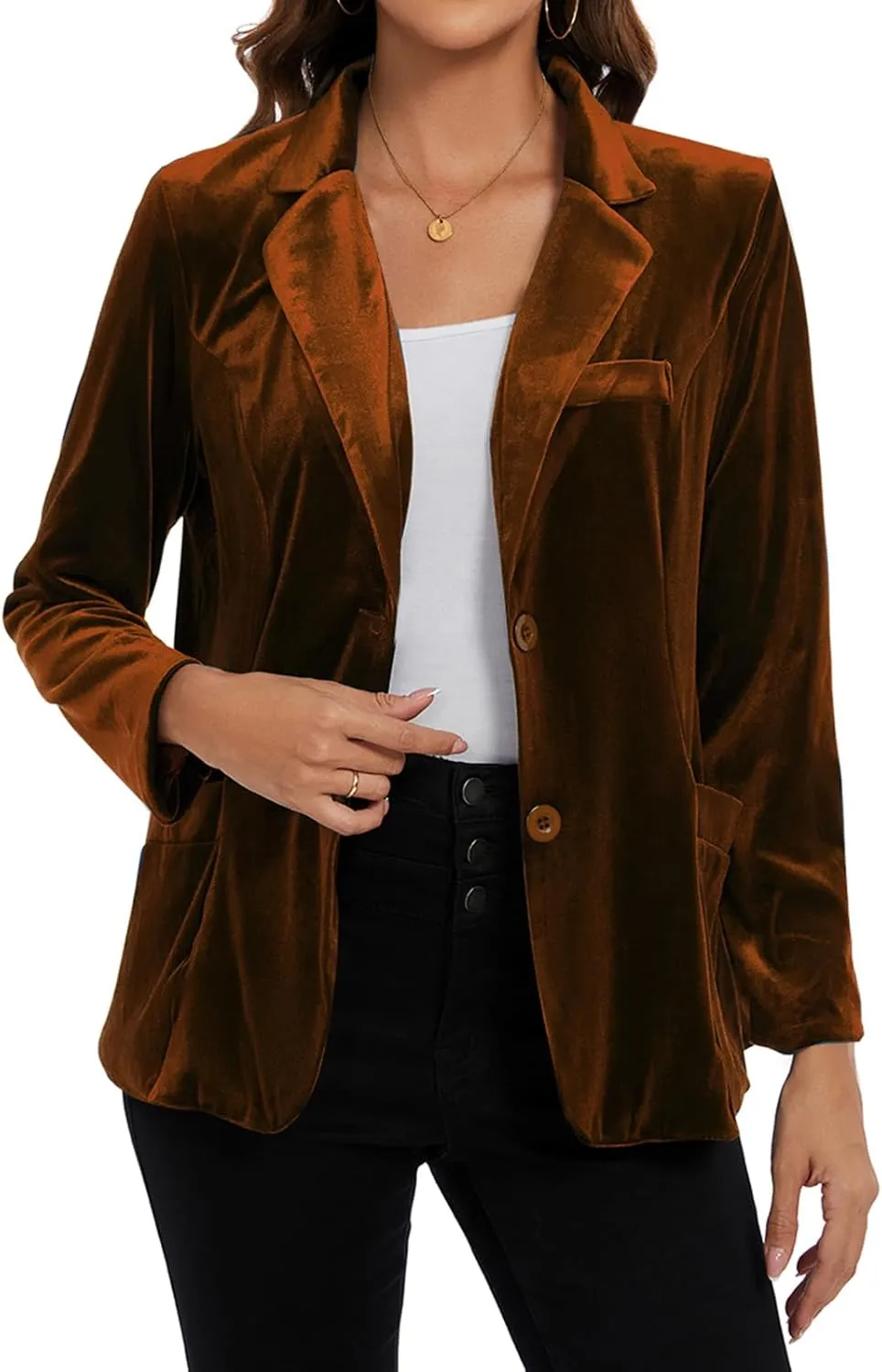 MINTLIMIT Womens Velvet Blazer Suit Jacket Casual Work Office Long Sleeve Fully Lined Blazer Jacket with Pocket Outerwear