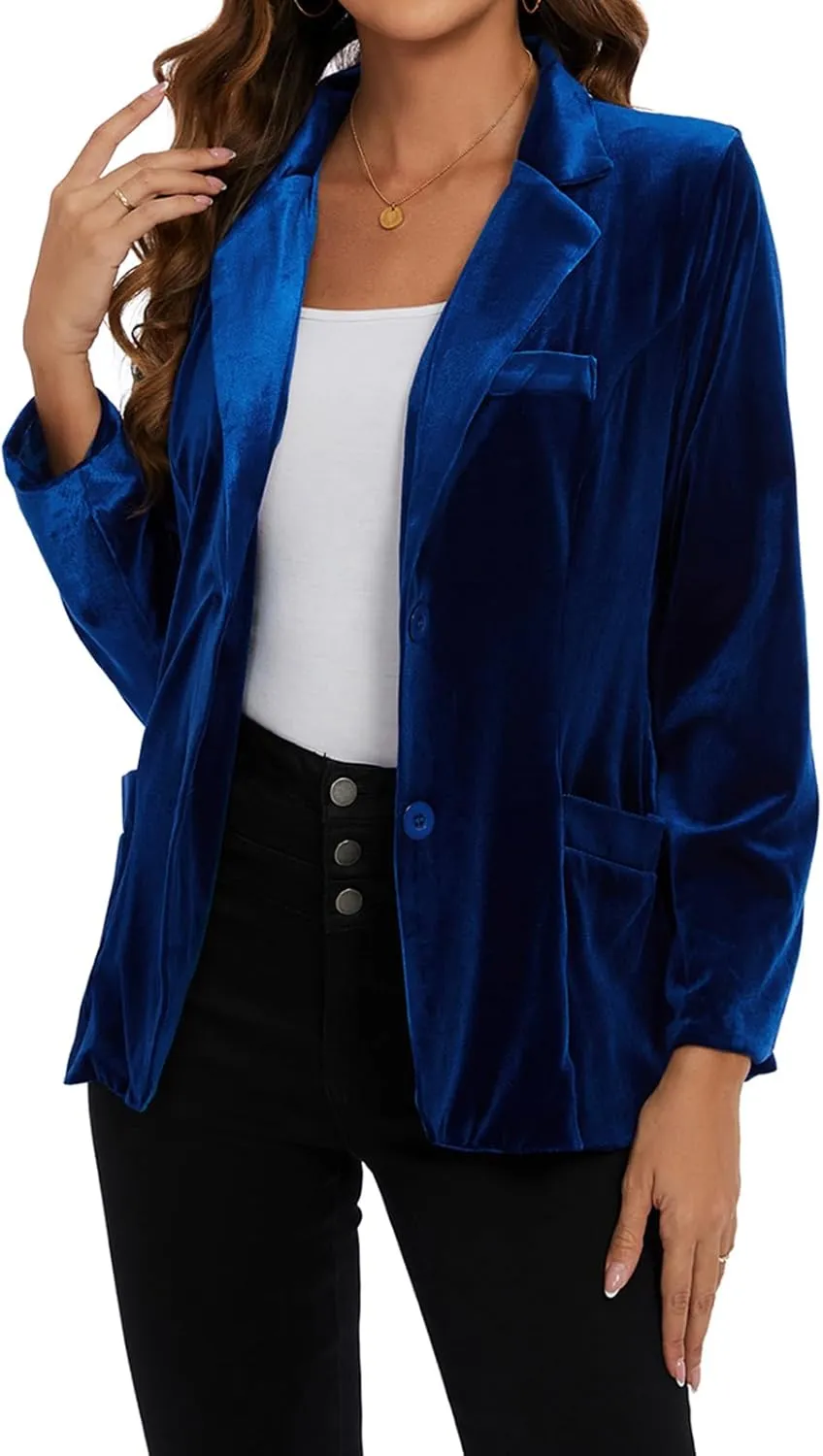 MINTLIMIT Womens Velvet Blazer Suit Jacket Casual Work Office Long Sleeve Fully Lined Blazer Jacket with Pocket Outerwear