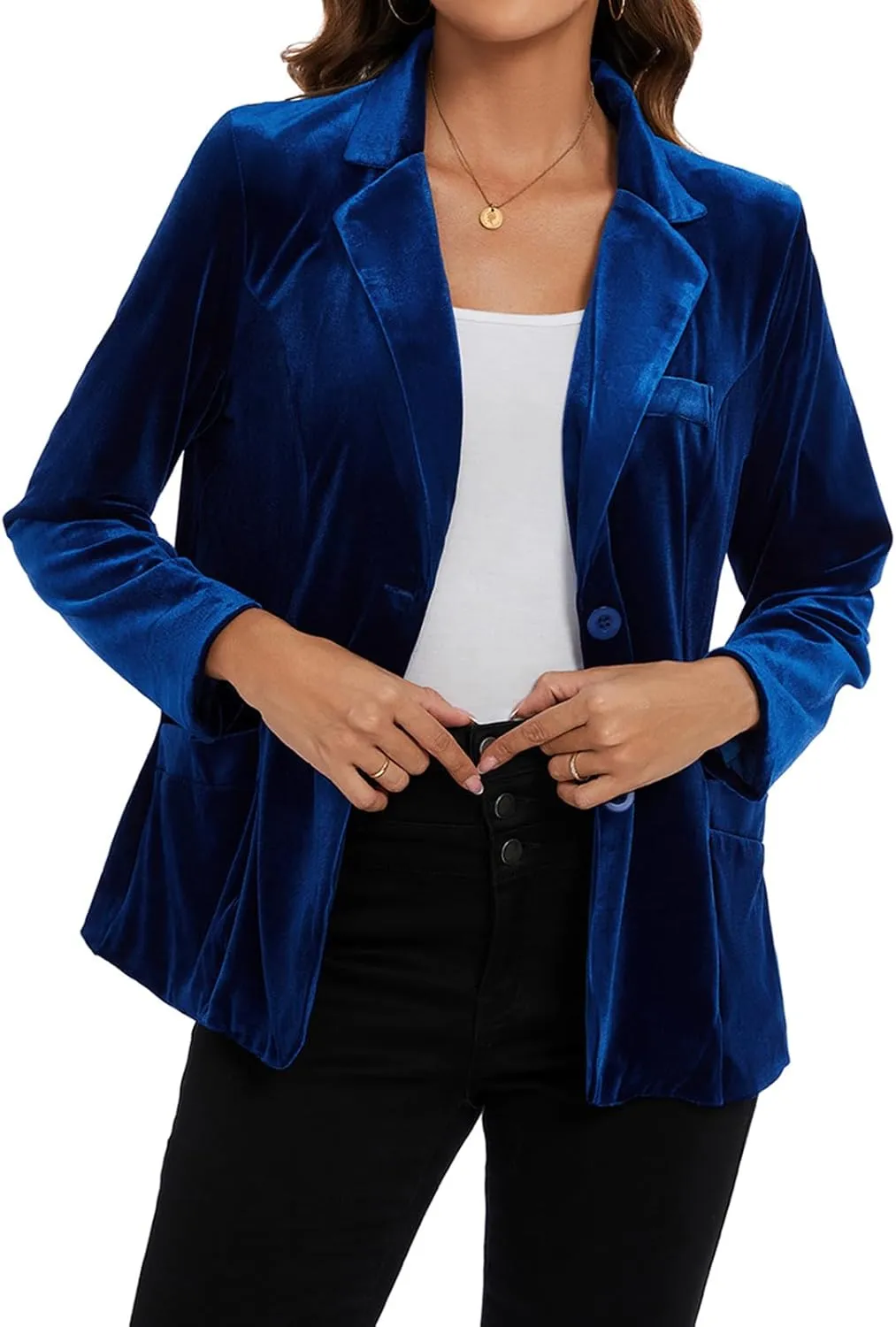 MINTLIMIT Womens Velvet Blazer Suit Jacket Casual Work Office Long Sleeve Fully Lined Blazer Jacket with Pocket Outerwear