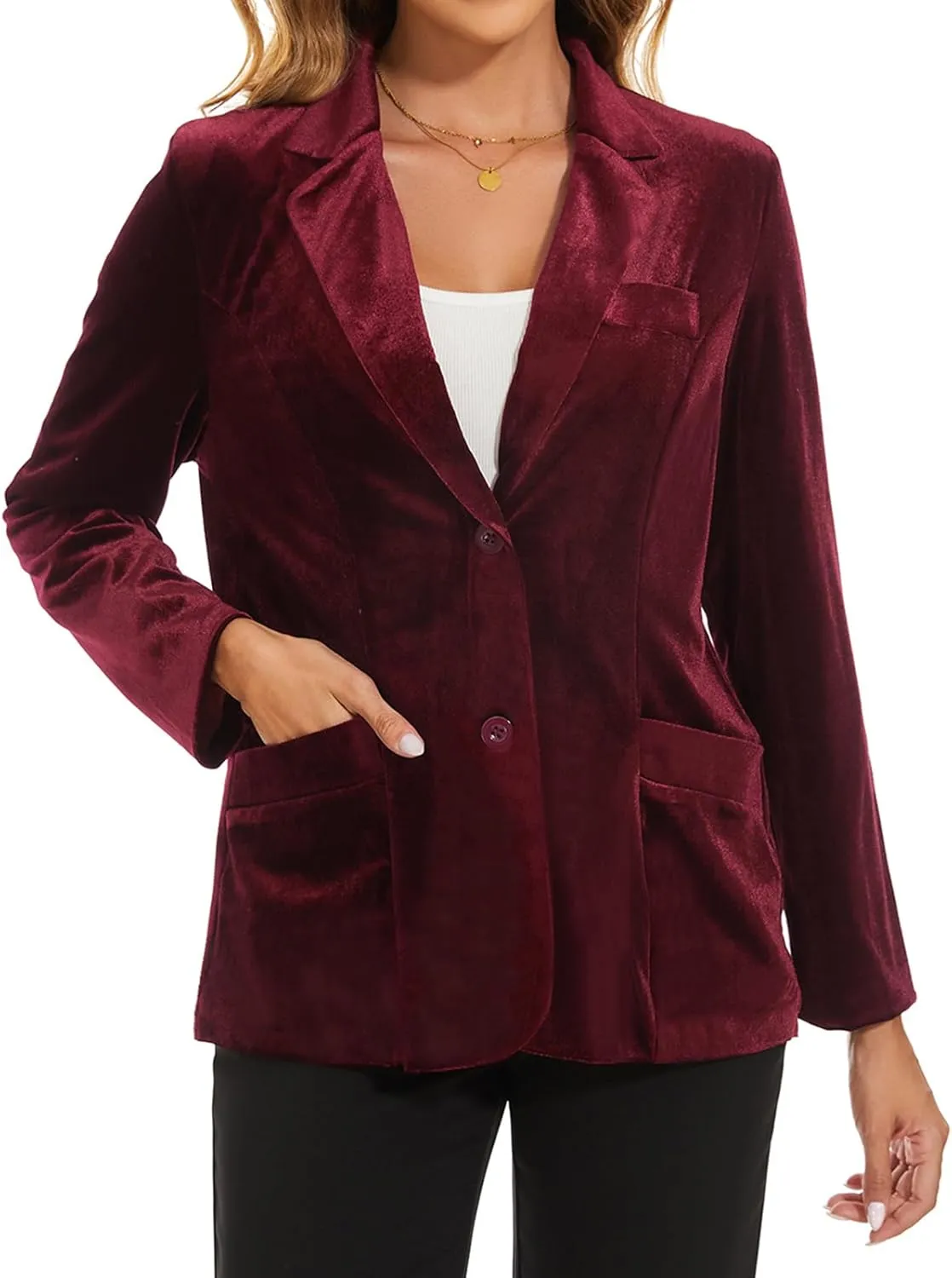 MINTLIMIT Womens Velvet Blazer Suit Jacket Casual Work Office Long Sleeve Fully Lined Blazer Jacket with Pocket Outerwear