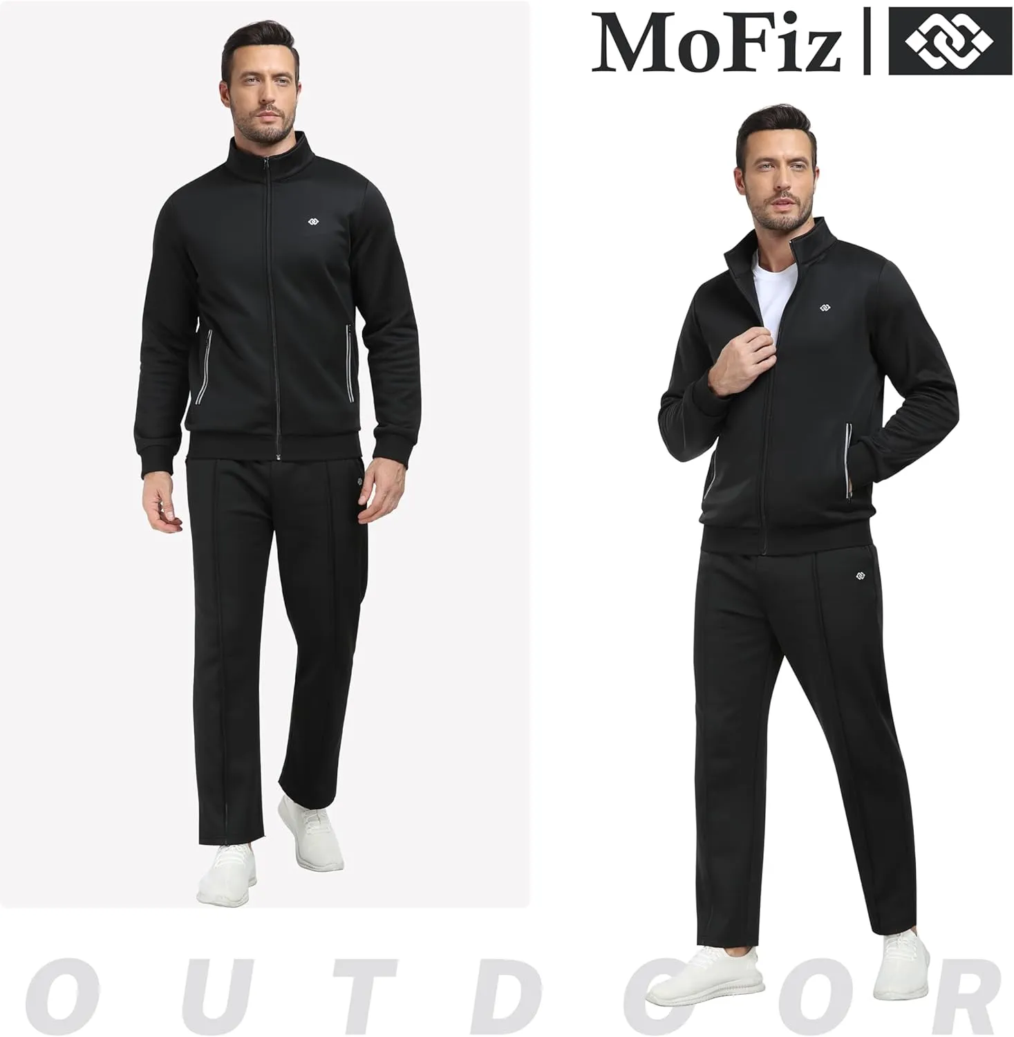 MoFiz Mens Tracksuit Jogging Sports Sweatsuit Comfortable Outfits Casual Athletic Pants Full zip Jacket 2 Piece