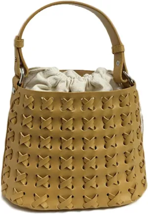 Molodo Shoulder Bags for Women Vegan Leather Bucket Bag Handmade Woven Top-handle Bag Crossbody Bag Purses
