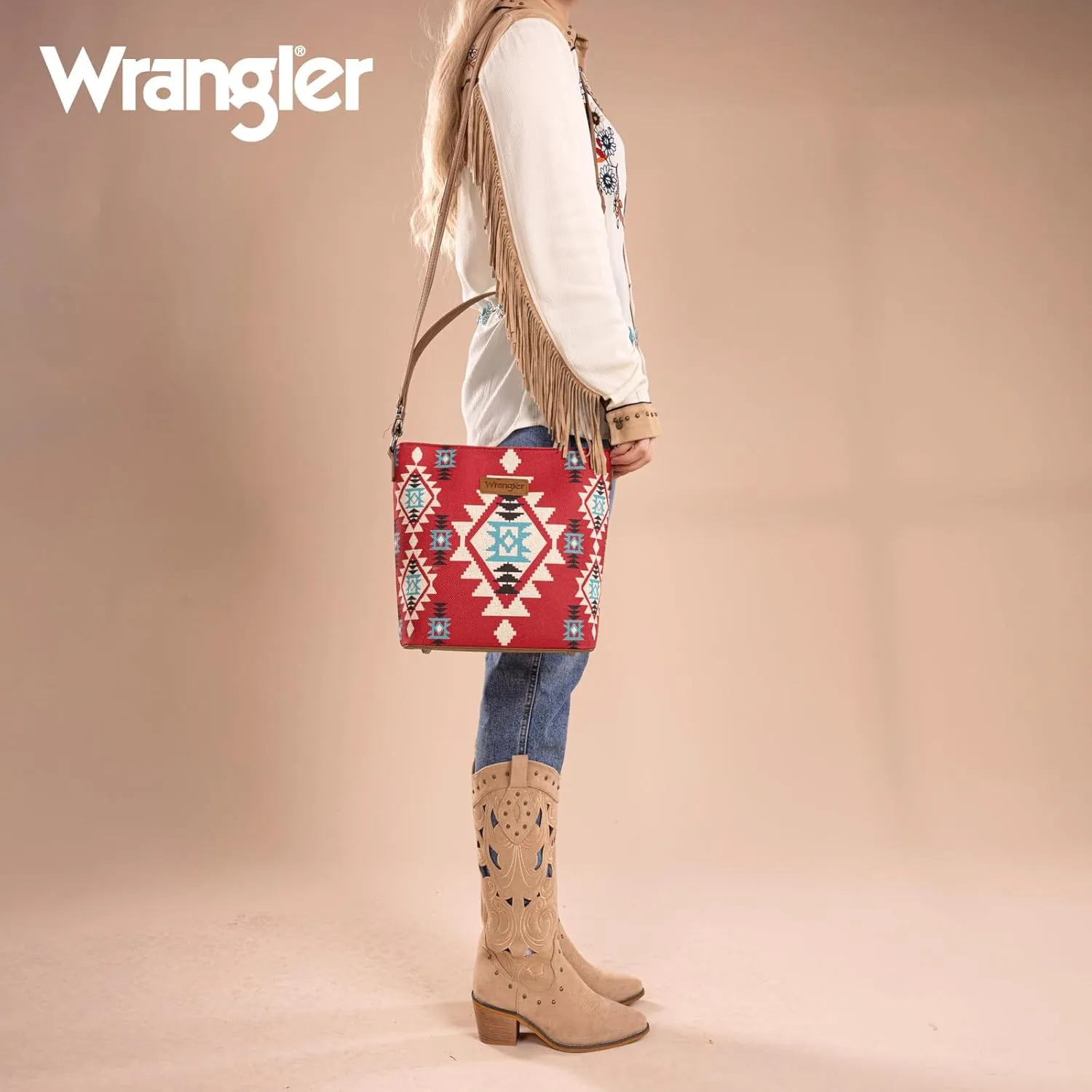 Montana West x Wrangler Hobo Bag for Women Aztec Boho Shoulder Purse with Wide Strap