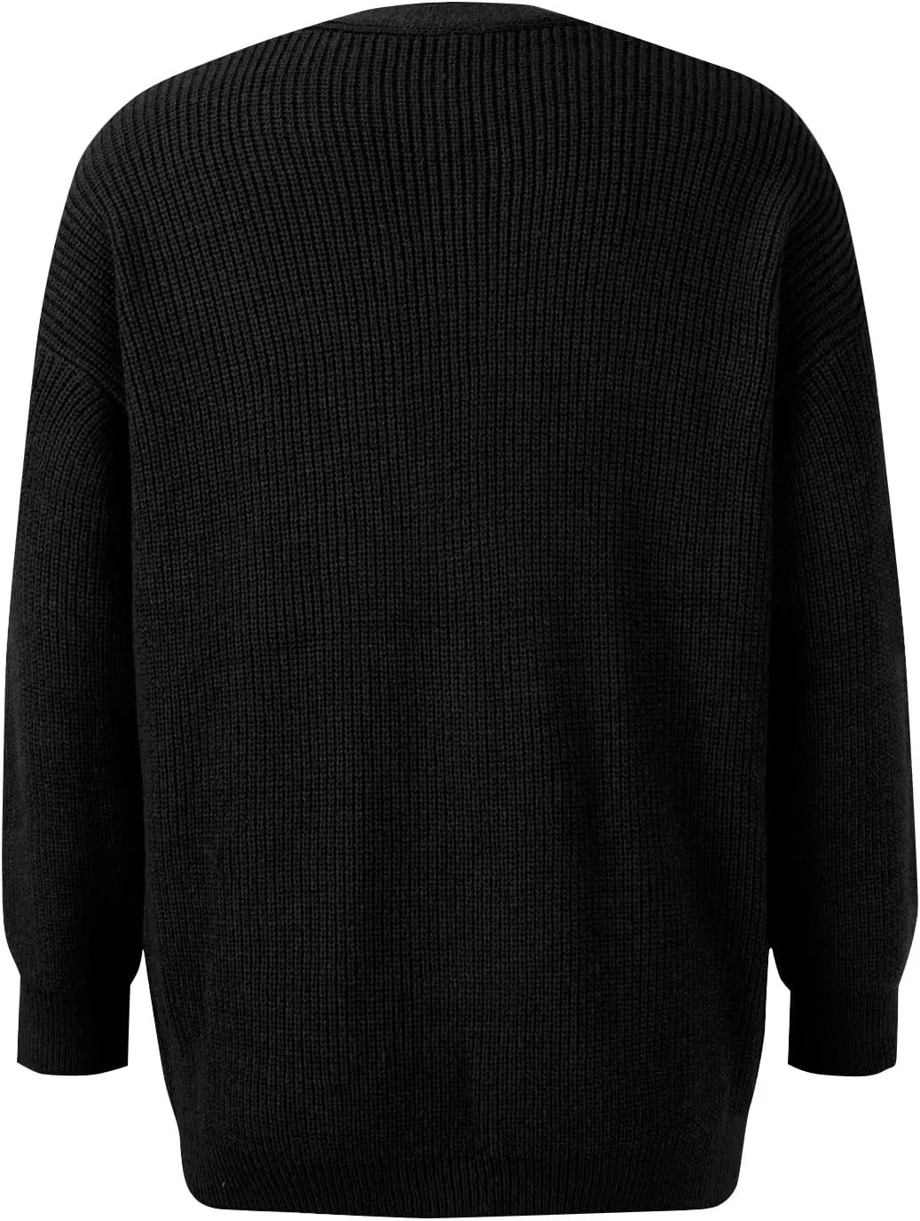 NBXNZWF Women's Long Sleeve Cardigan Striped Open Front Button Down V Neck Knit Outerwear Loose Winter Chunky Sweaters
