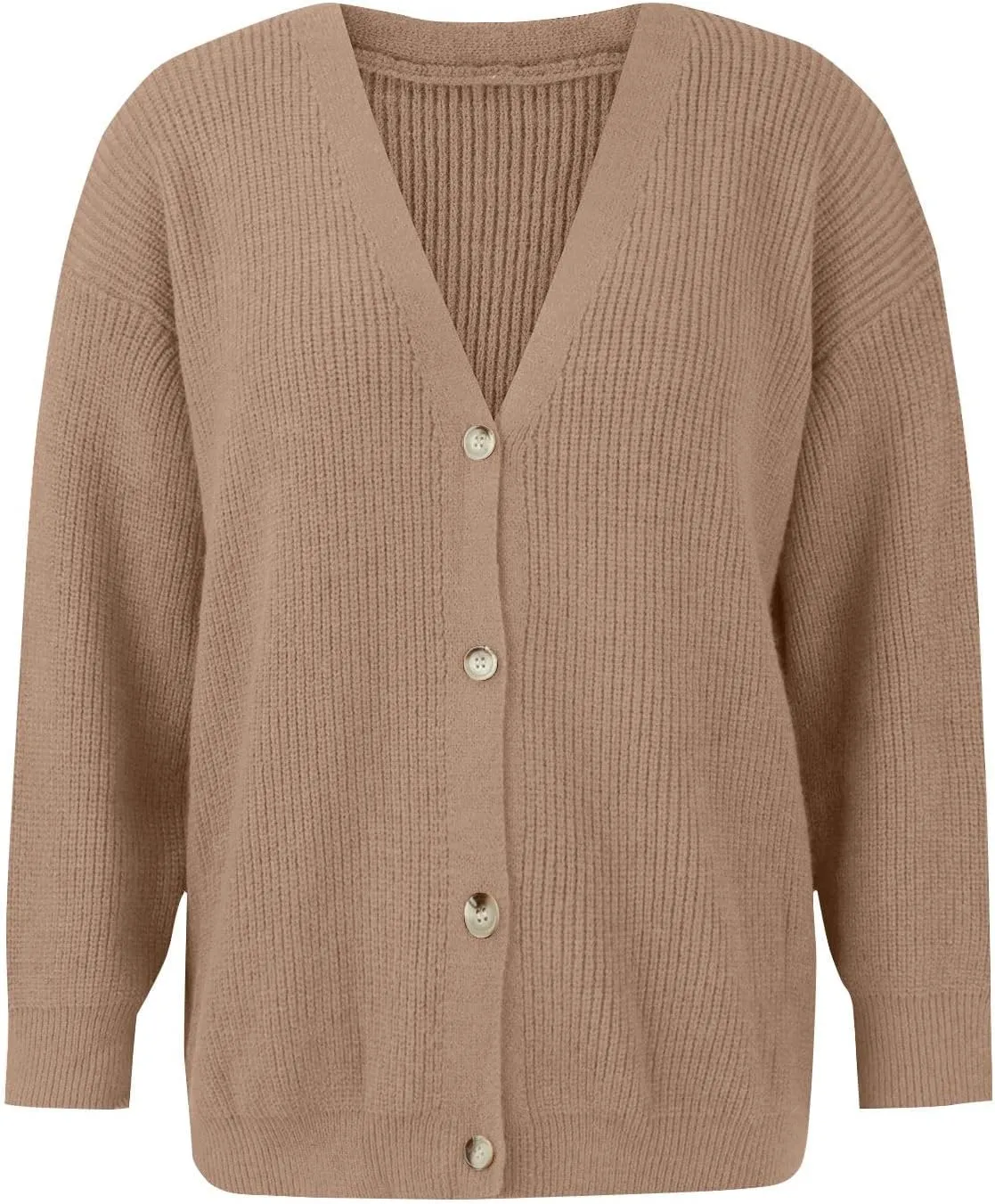 NBXNZWF Women's Long Sleeve Cardigan Striped Open Front Button Down V Neck Knit Outerwear Loose Winter Chunky Sweaters