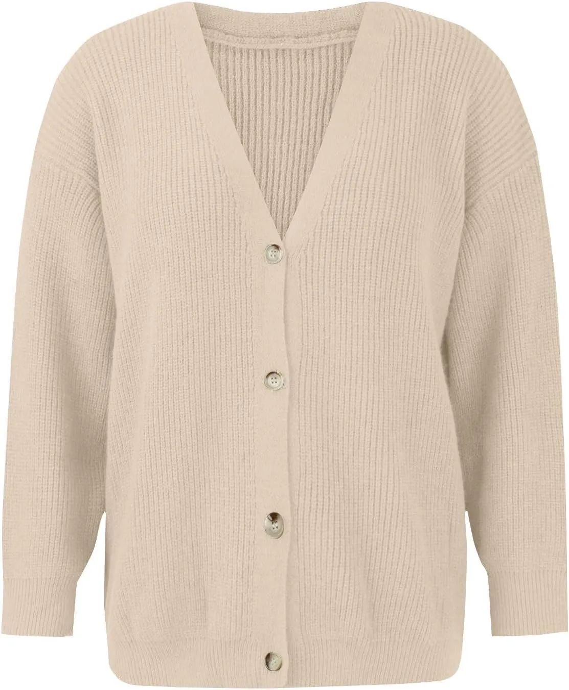 NBXNZWF Women's Long Sleeve Cardigan Striped Open Front Button Down V Neck Knit Outerwear Loose Winter Chunky Sweaters