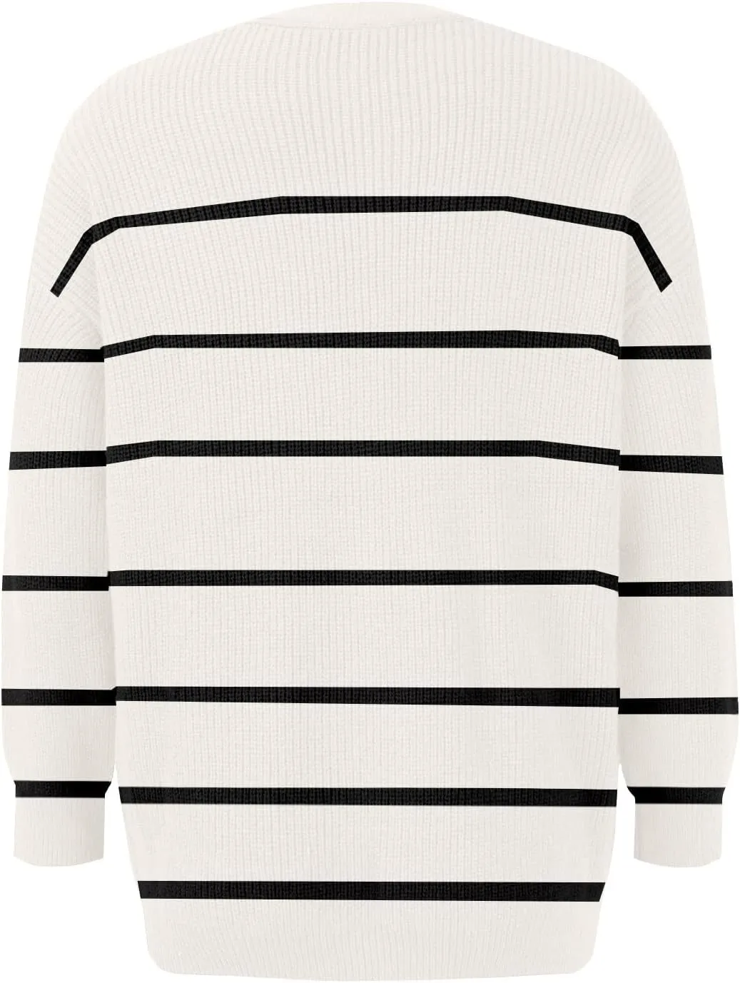 NBXNZWF Women's Long Sleeve Cardigan Striped Open Front Button Down V Neck Knit Outerwear Loose Winter Chunky Sweaters