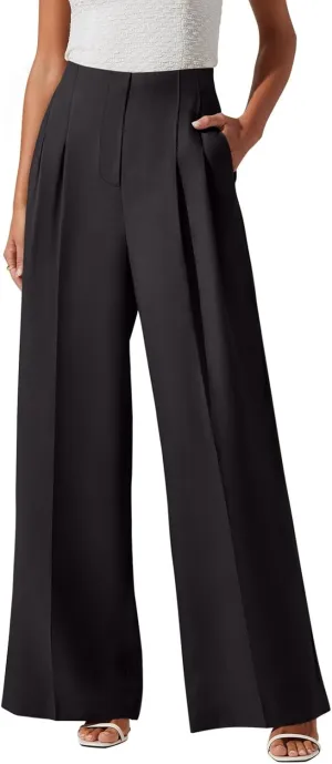 NIMIN Women's Wide Leg Dressy Pants High Waisted Business Casual Work Pants Plazzo Trousers with Pockets