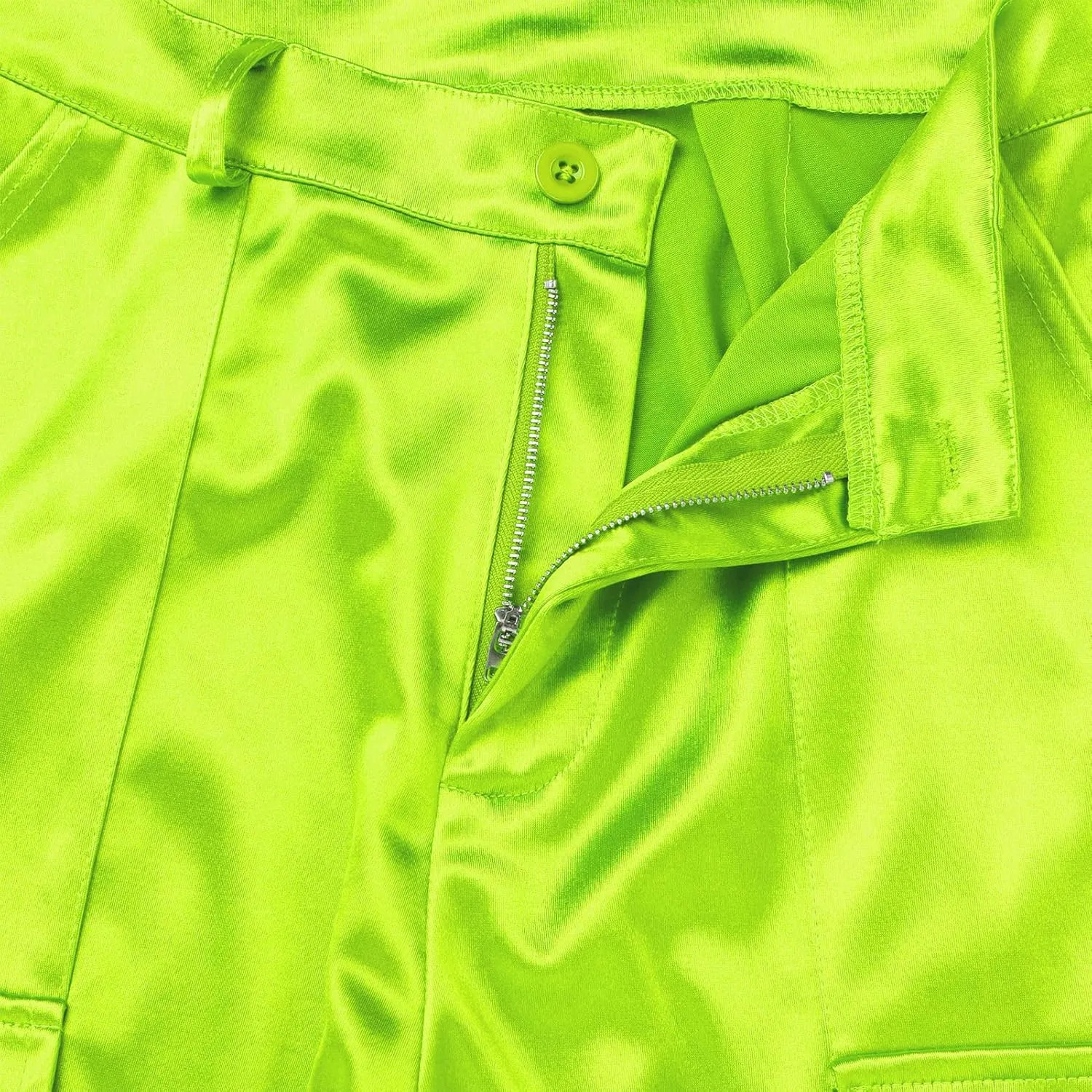 ODIZLI Satin Cargo Pants for Women High Waisted Wide Leg Trousers Multiple Pockets Y2K Streetwear Hip Hop Baggy Pants