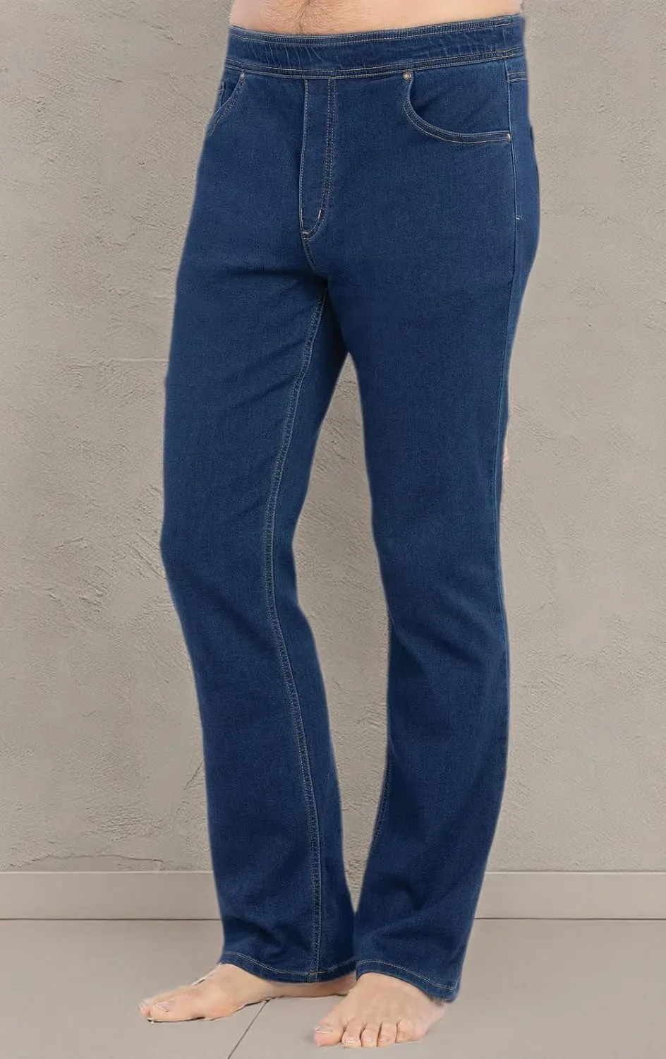 PajamaJeans Mens Pull On Jeans - Elastic Waist Pants Men - Pajama Jeans Denim Straight Leg Sweatpant Jeans Men Pull Up Jeans