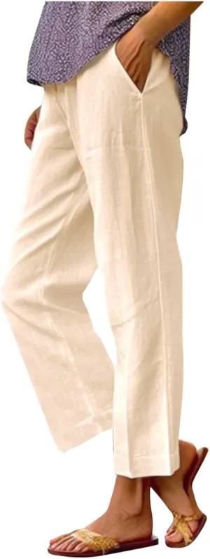 Pants for Women Loose Casual Stretch Palazzo Trousers Elastic High Waist Wide Leg Pants Plus Size Summer Straight Trousers