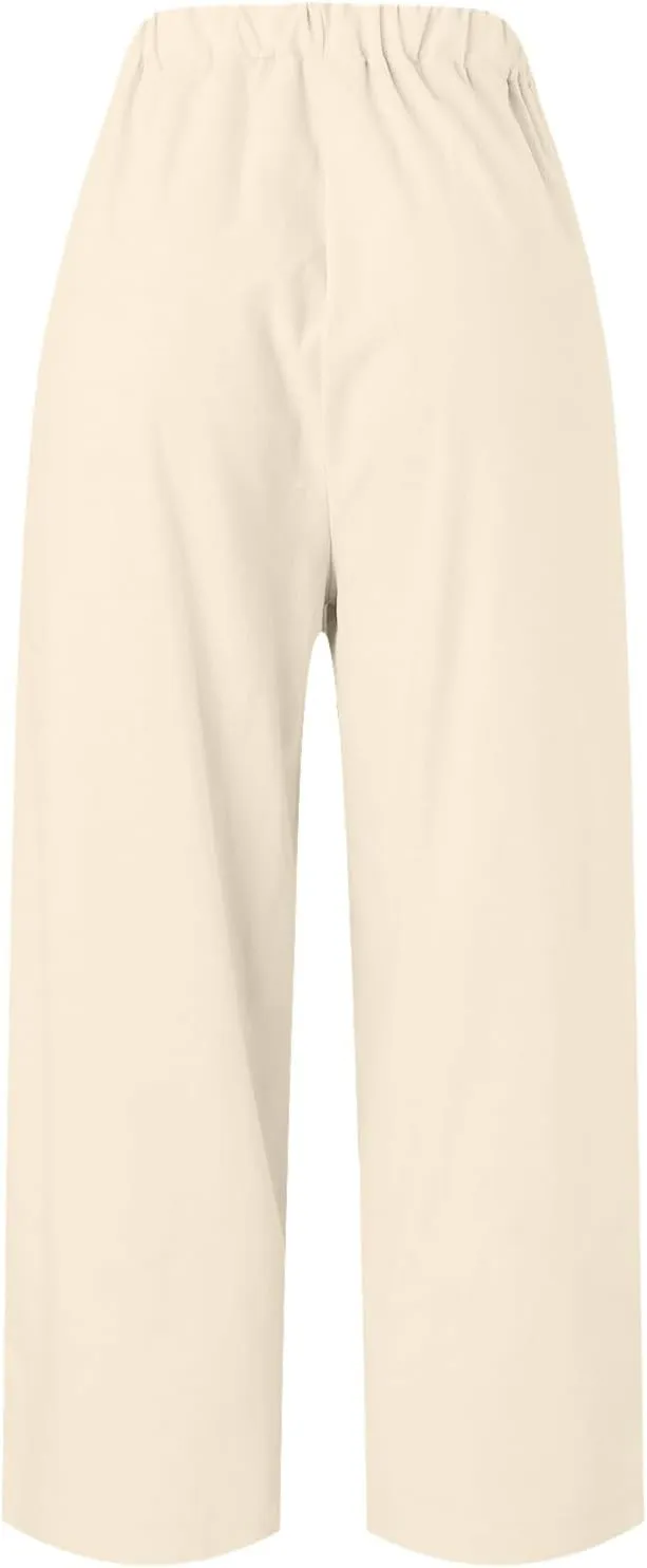 Pants for Women Loose Casual Stretch Palazzo Trousers Elastic High Waist Wide Leg Pants Plus Size Summer Straight Trousers