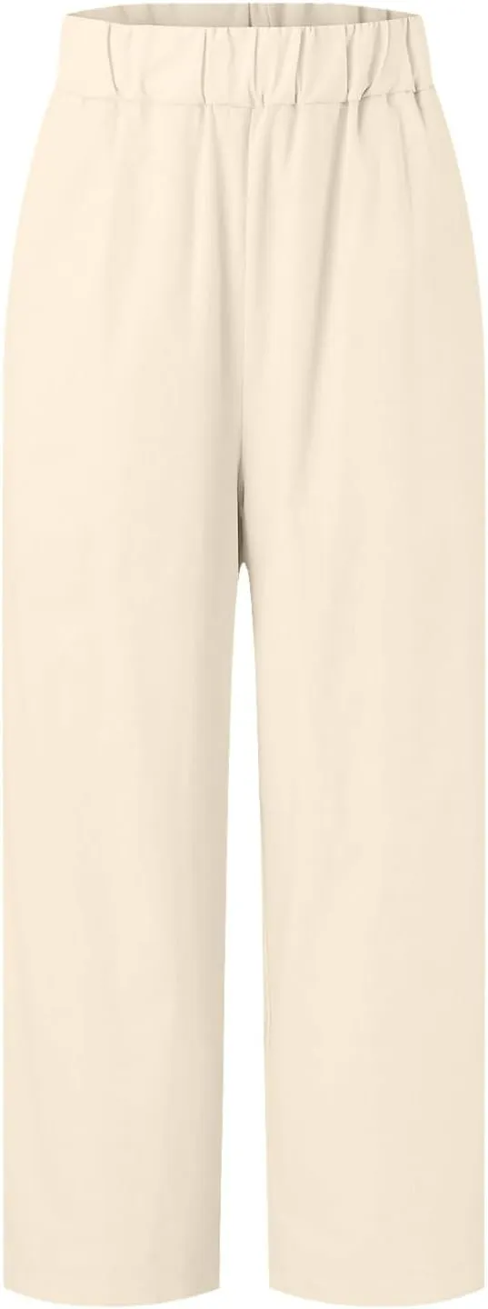 Pants for Women Loose Casual Stretch Palazzo Trousers Elastic High Waist Wide Leg Pants Plus Size Summer Straight Trousers