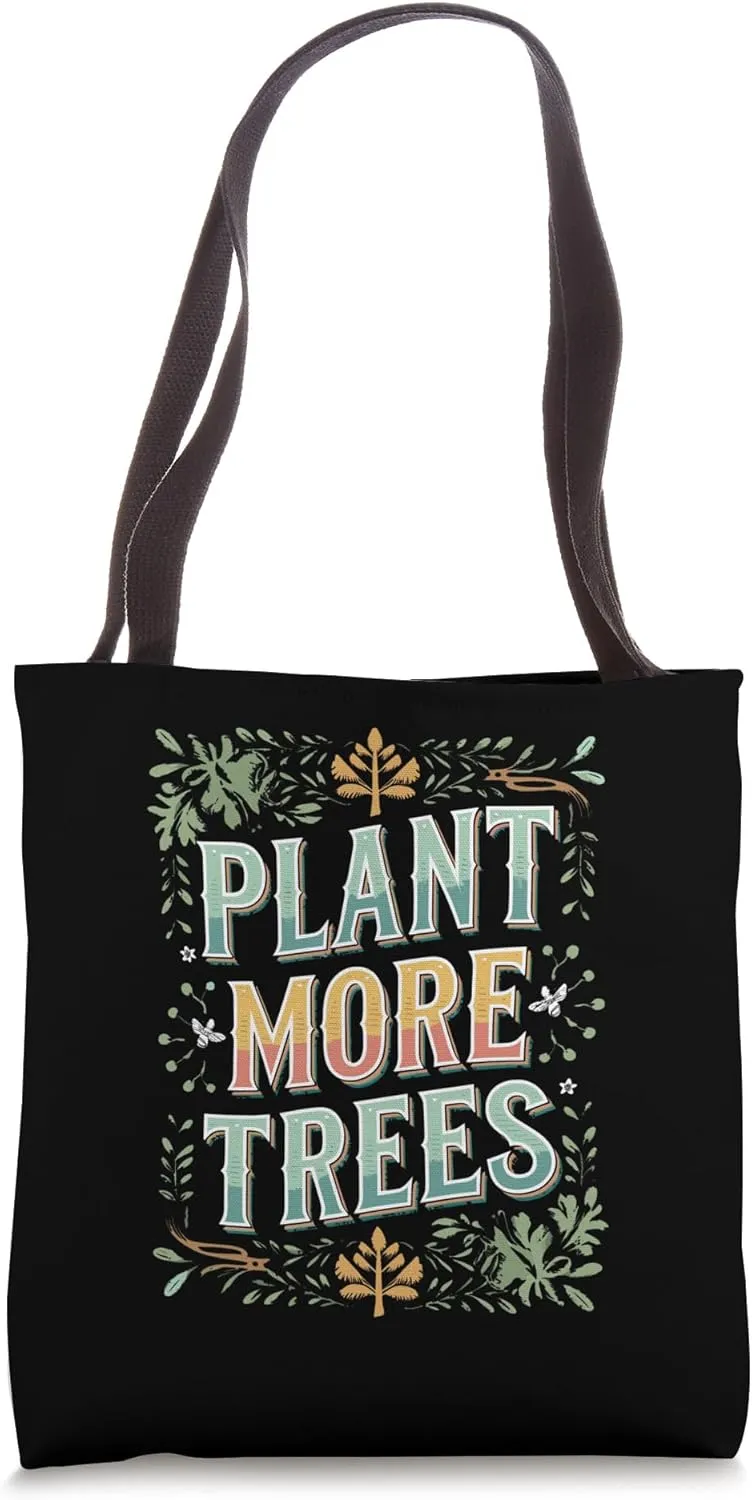 Plant More Trees Retro Sunset Design Tote Bag