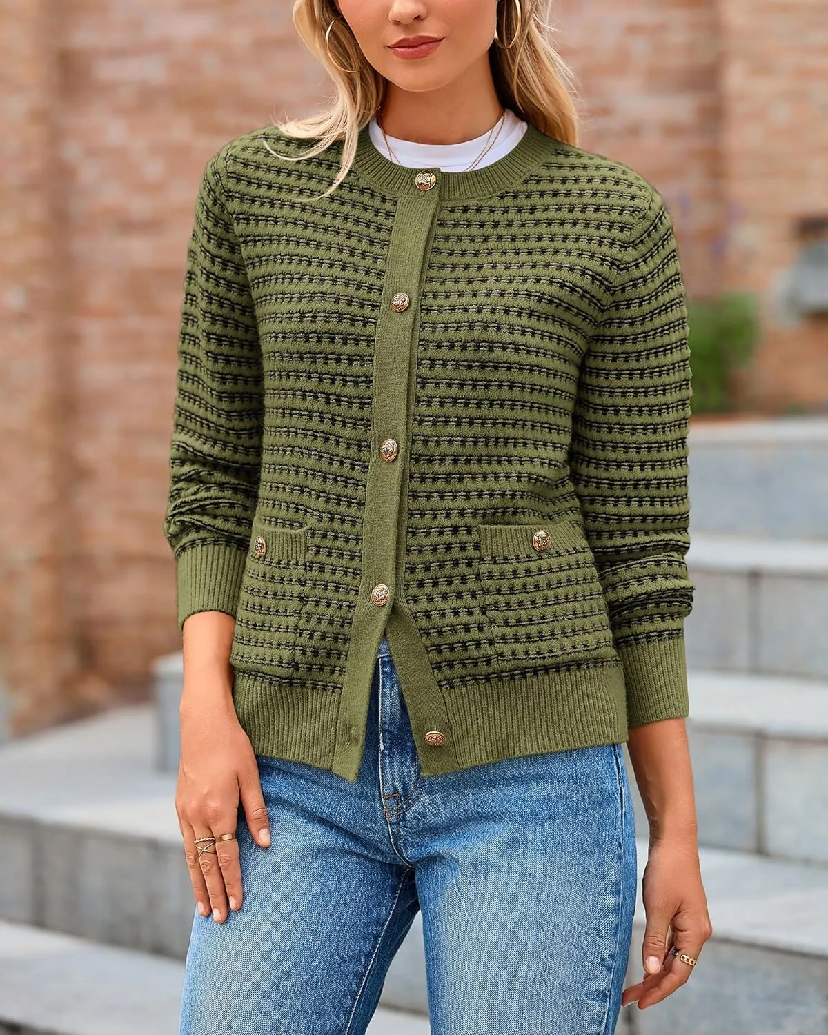 PRETTYGARDEN Women's Cardigan Sweaters 2025 Spring Long Sleeve Button Down Open Front Chunky Knitted Jackets Cute Outwear