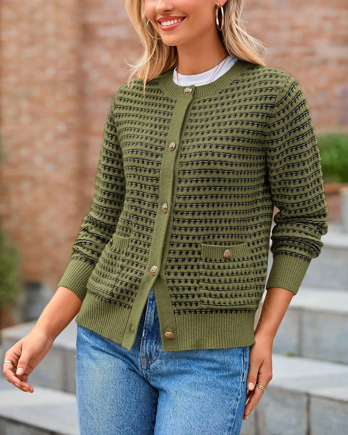 PRETTYGARDEN Women's Cardigan Sweaters 2025 Spring Long Sleeve Button Down Open Front Chunky Knitted Jackets Cute Outwear