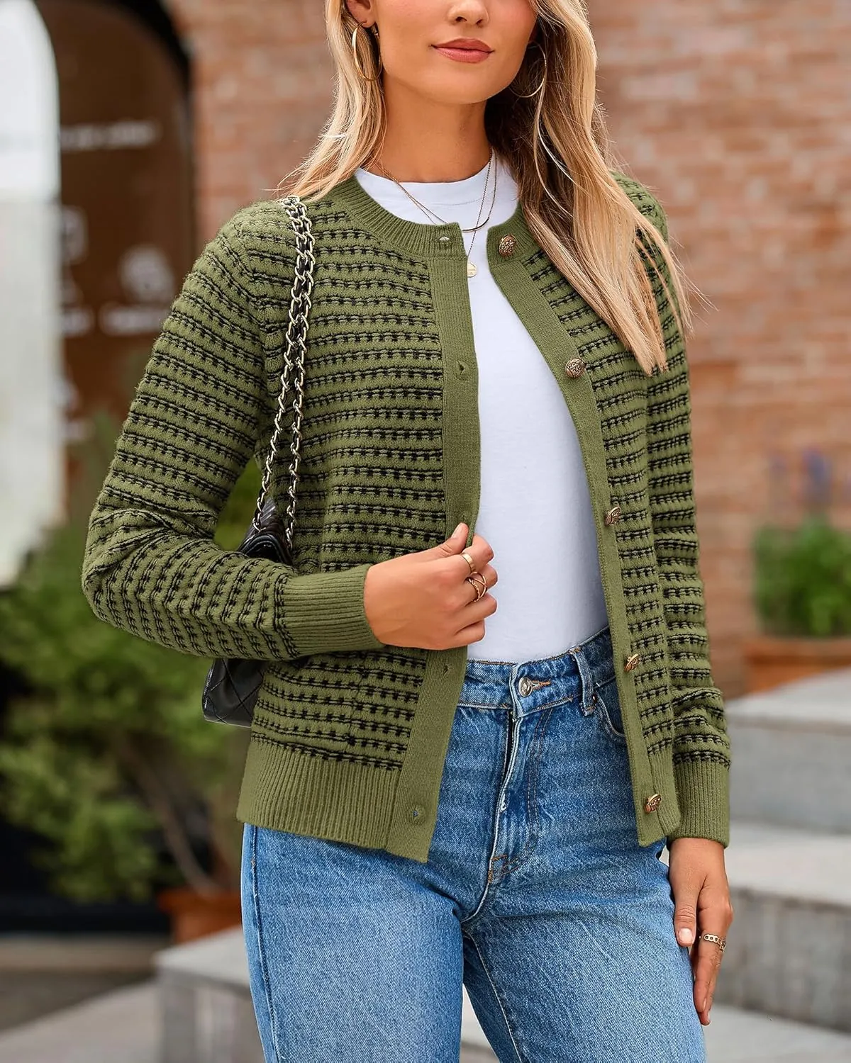 PRETTYGARDEN Women's Cardigan Sweaters 2025 Spring Long Sleeve Button Down Open Front Chunky Knitted Jackets Cute Outwear