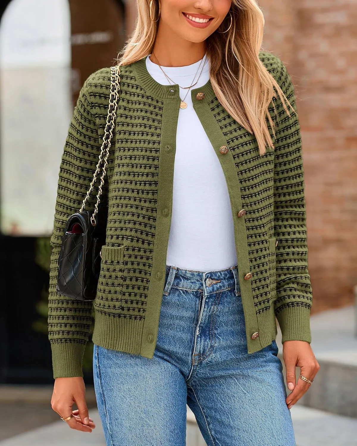 PRETTYGARDEN Women's Cardigan Sweaters 2025 Spring Long Sleeve Button Down Open Front Chunky Knitted Jackets Cute Outwear