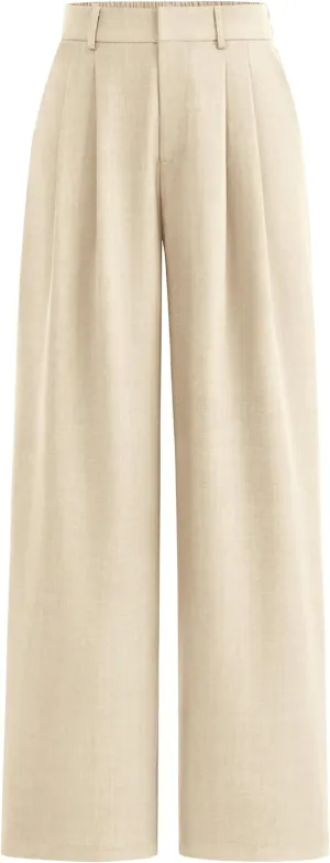 PRETTYGARDEN Women's Summer Elastic High Waisted Work Pants Straight Leg Dressy Business Casual Trousers Slacks Pockets