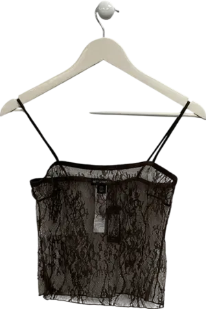 PrettyLittleThing Brown Lace Spaghetti Strap Cami UK 8