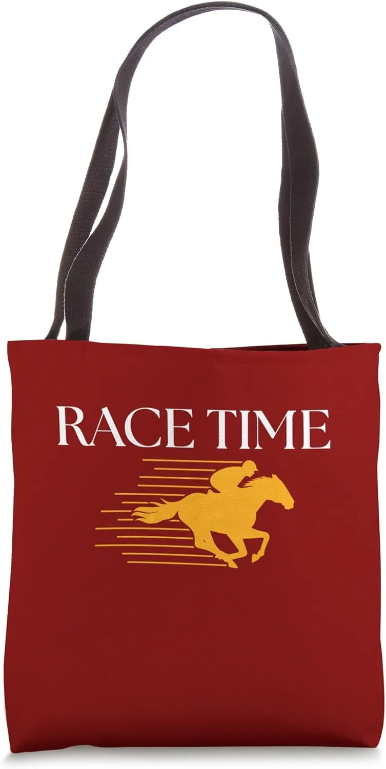 Race Time Horseback Jockey Horse Racing Fan Tote Bag