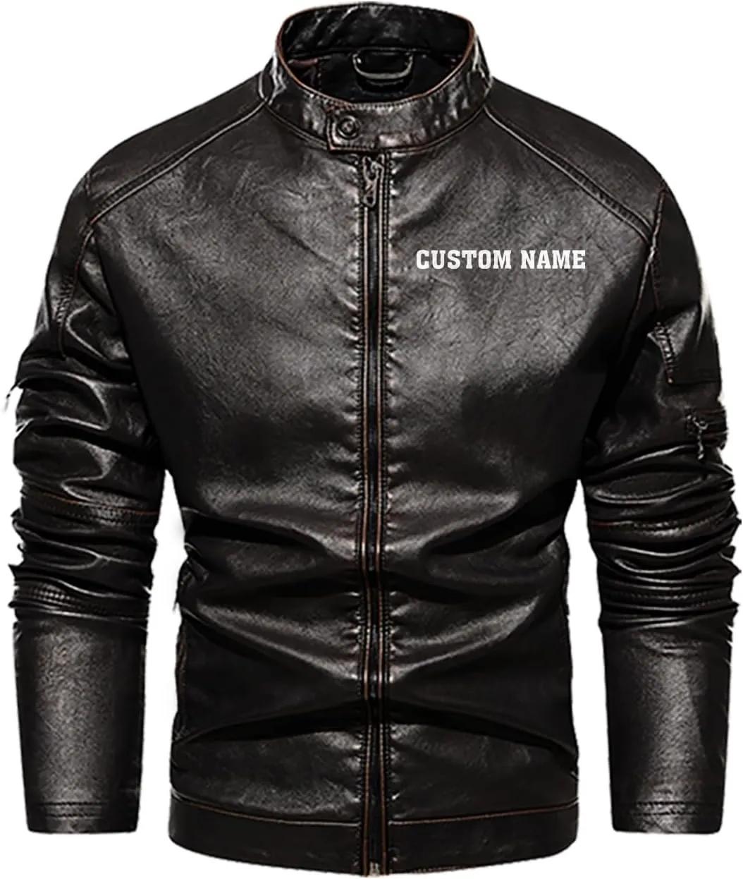 Rock & Roll, Skull Music Punk Headphone Mohawk Hair Personalized Mens PU Leather Vest Coat Custom Jacket