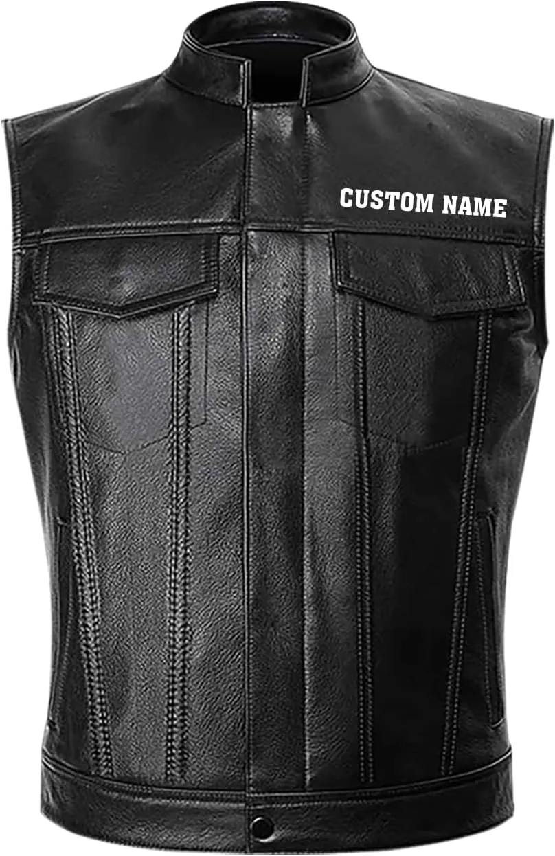 Rock & Roll, Skull Music Punk Headphone Mohawk Hair Personalized Mens PU Leather Vest Coat Custom Jacket