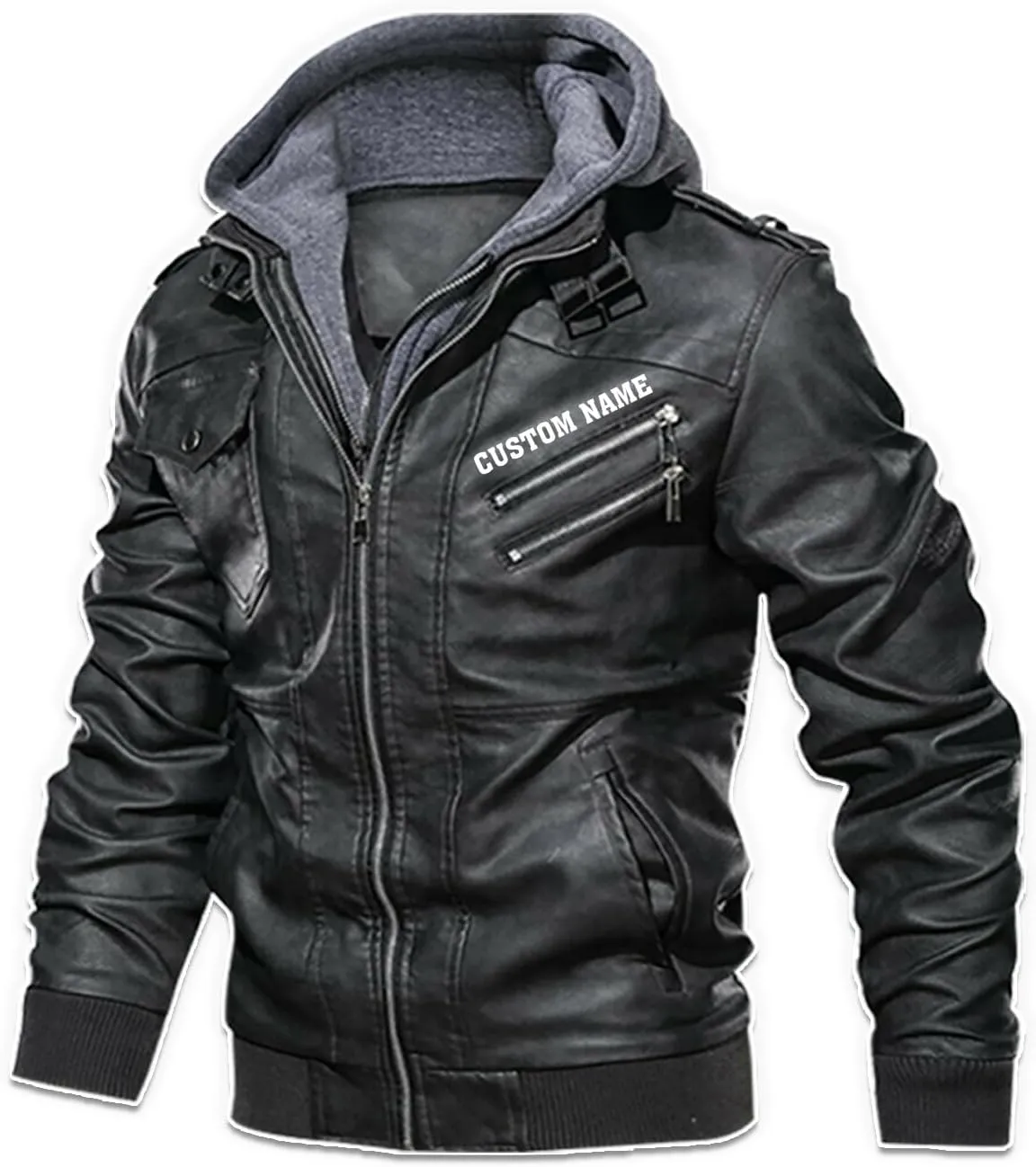 Rock & Roll, Skull Music Punk Headphone Mohawk Hair Personalized Mens PU Leather Vest Coat Custom Jacket