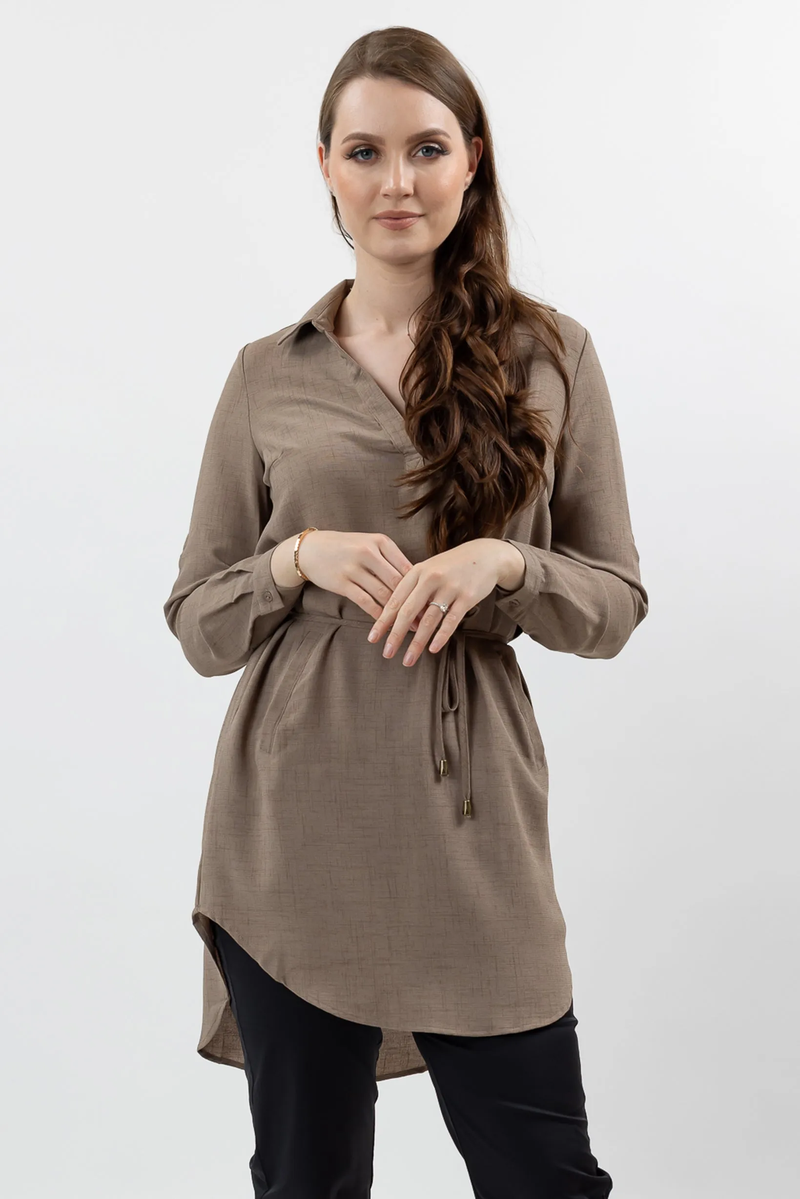 Roll Sleeve Loop Top - Light Shades