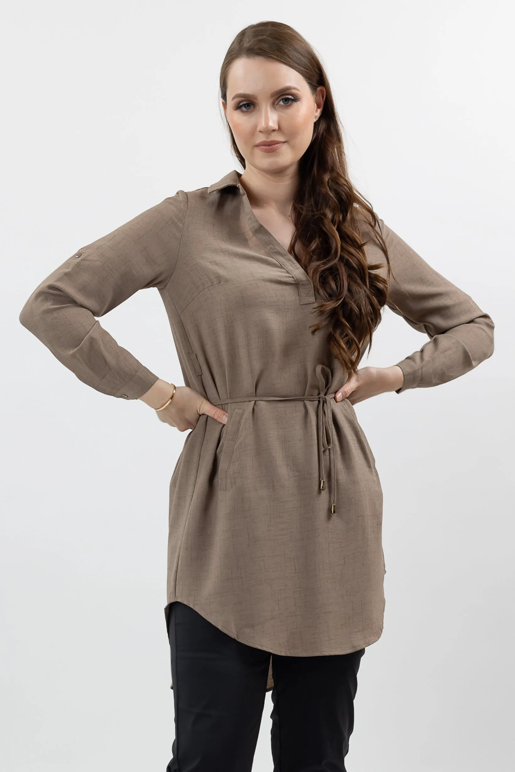 Roll Sleeve Loop Top - Light Shades
