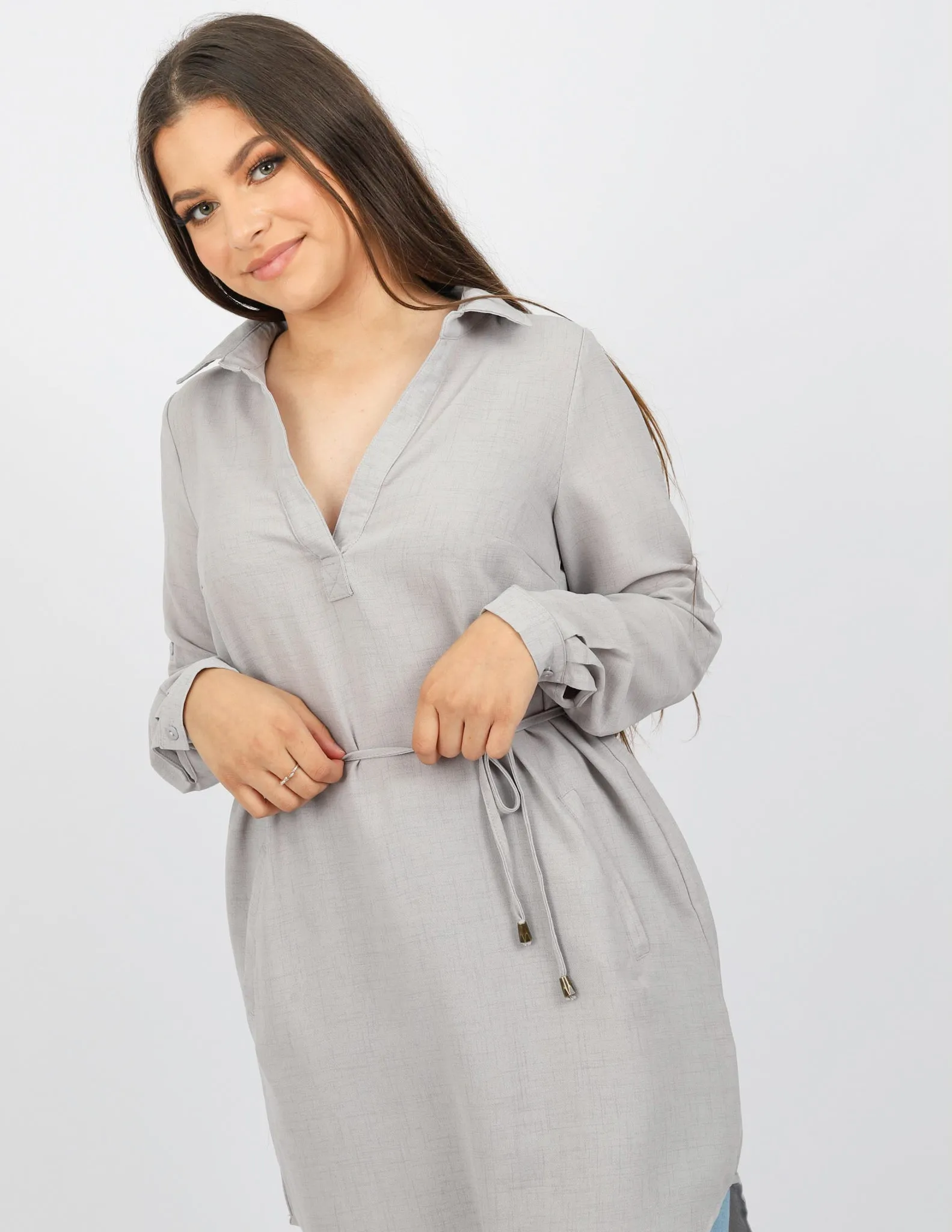 Roll Sleeve Loop Top - Light Shades