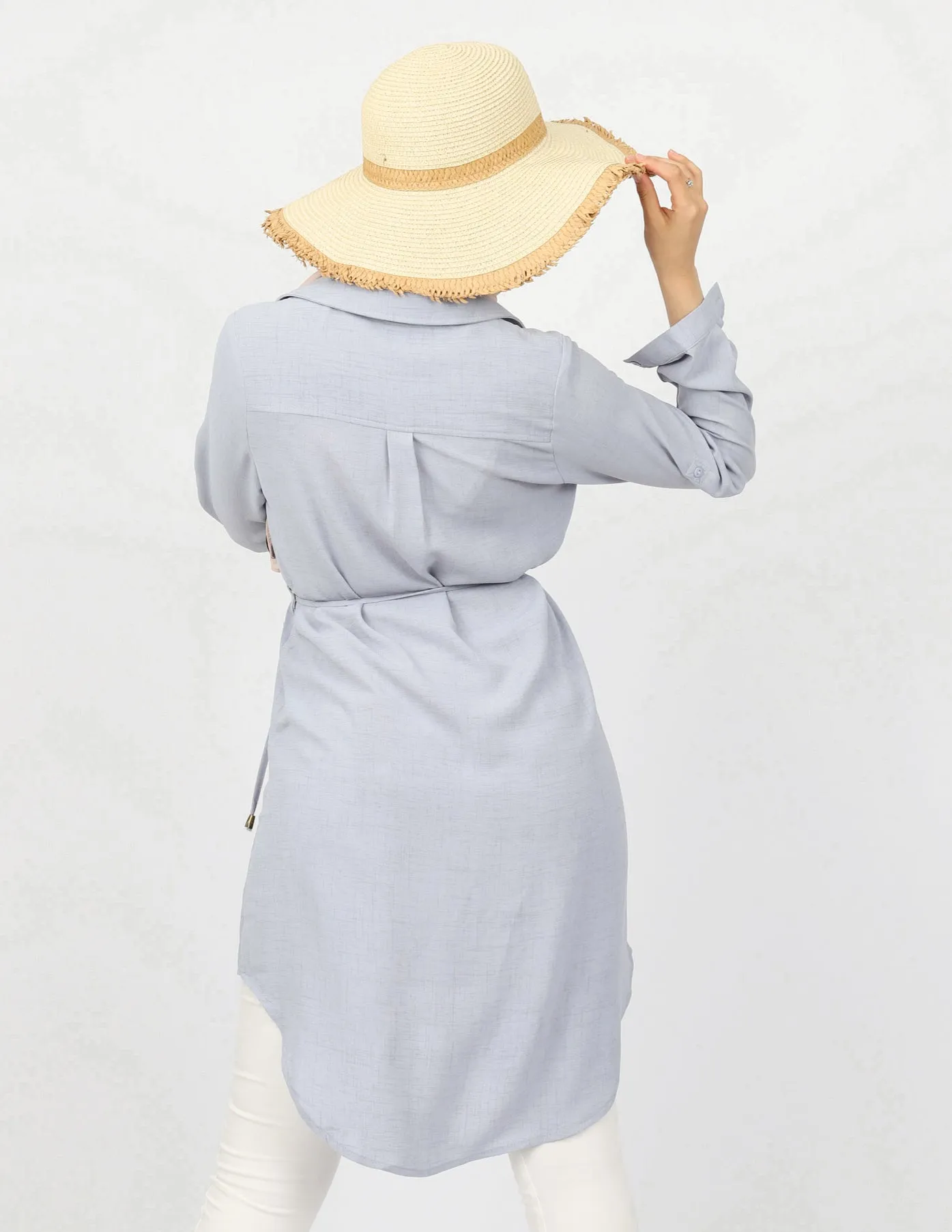 Roll Sleeve Loop Top - Light Shades