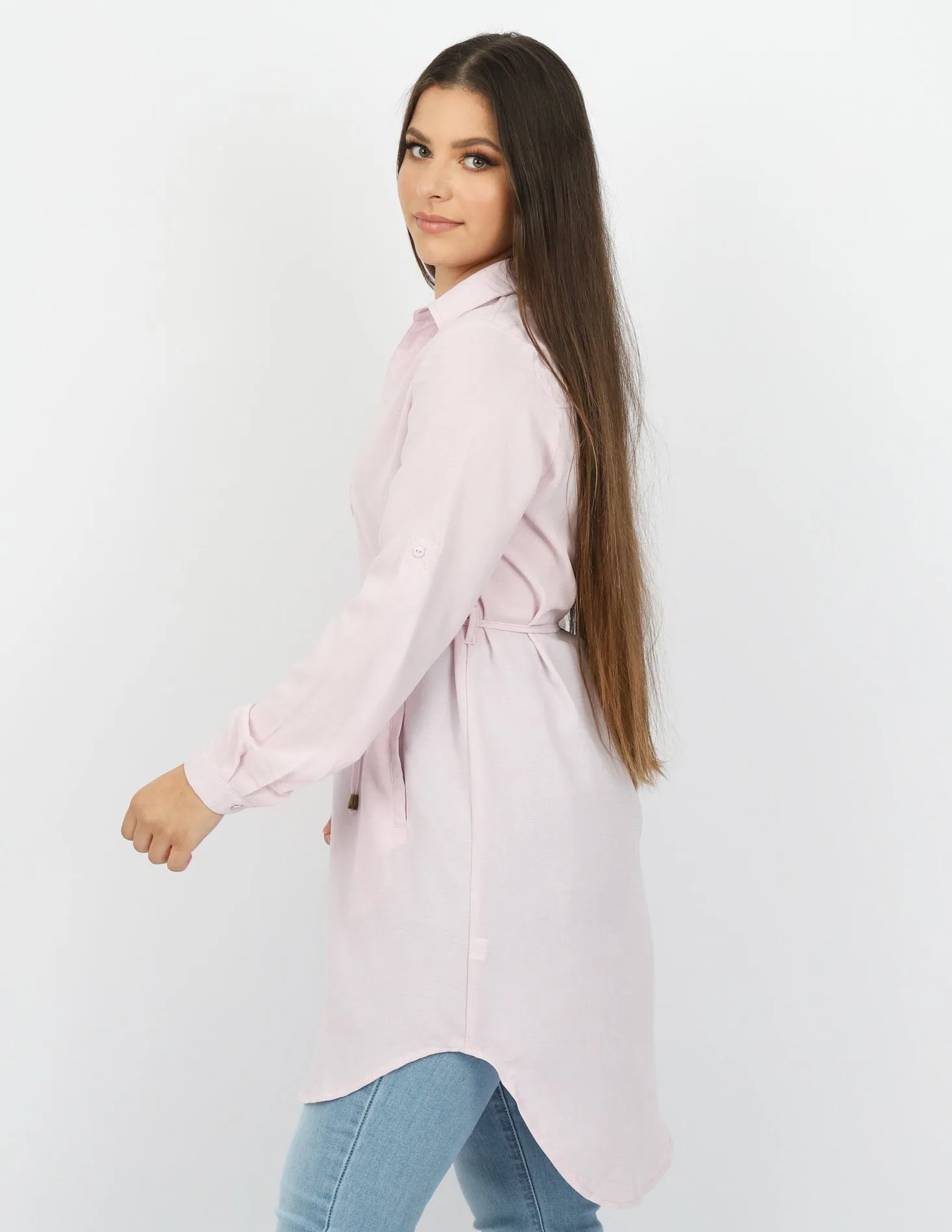 Roll Sleeve Loop Top - Light Shades