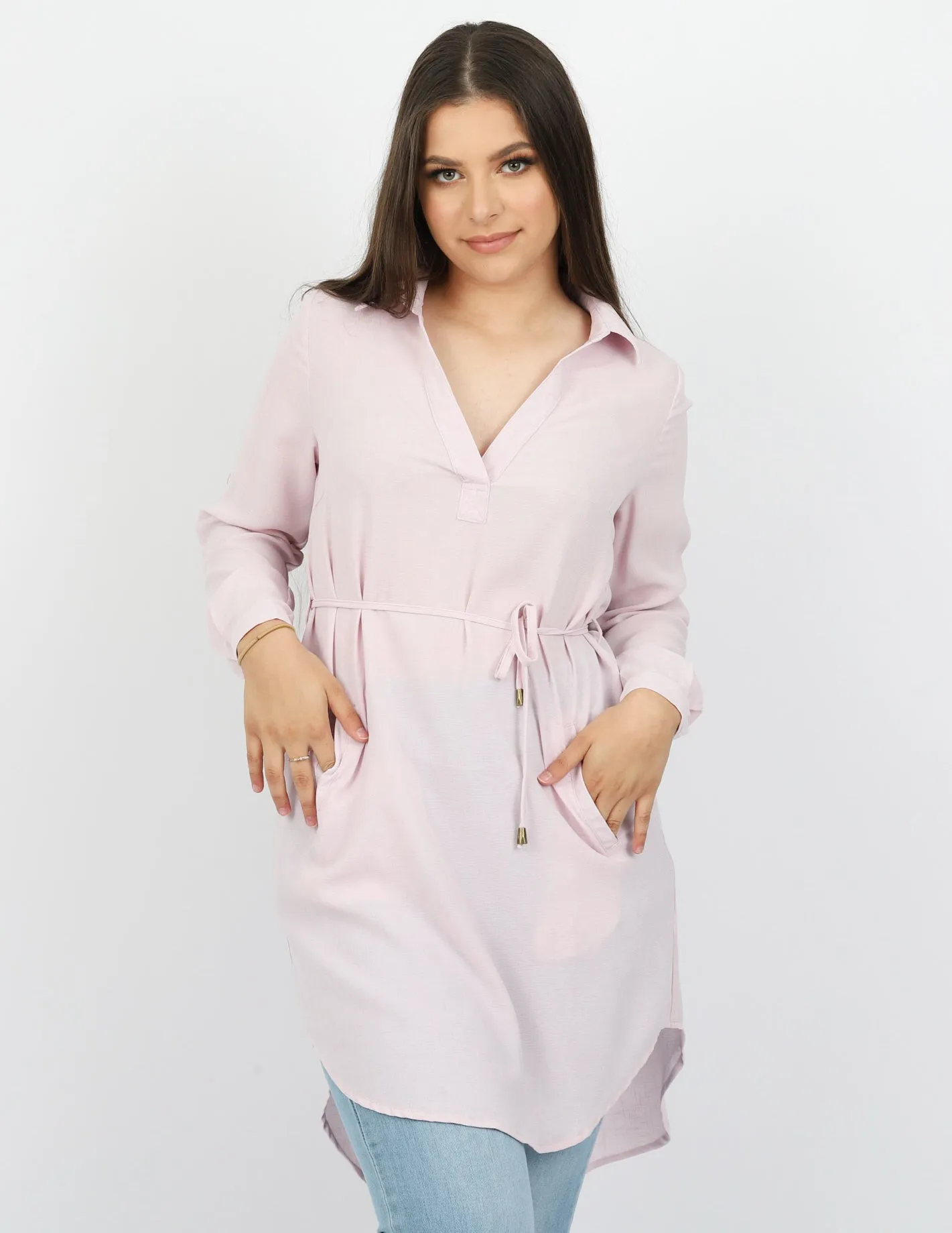 Roll Sleeve Loop Top - Light Shades