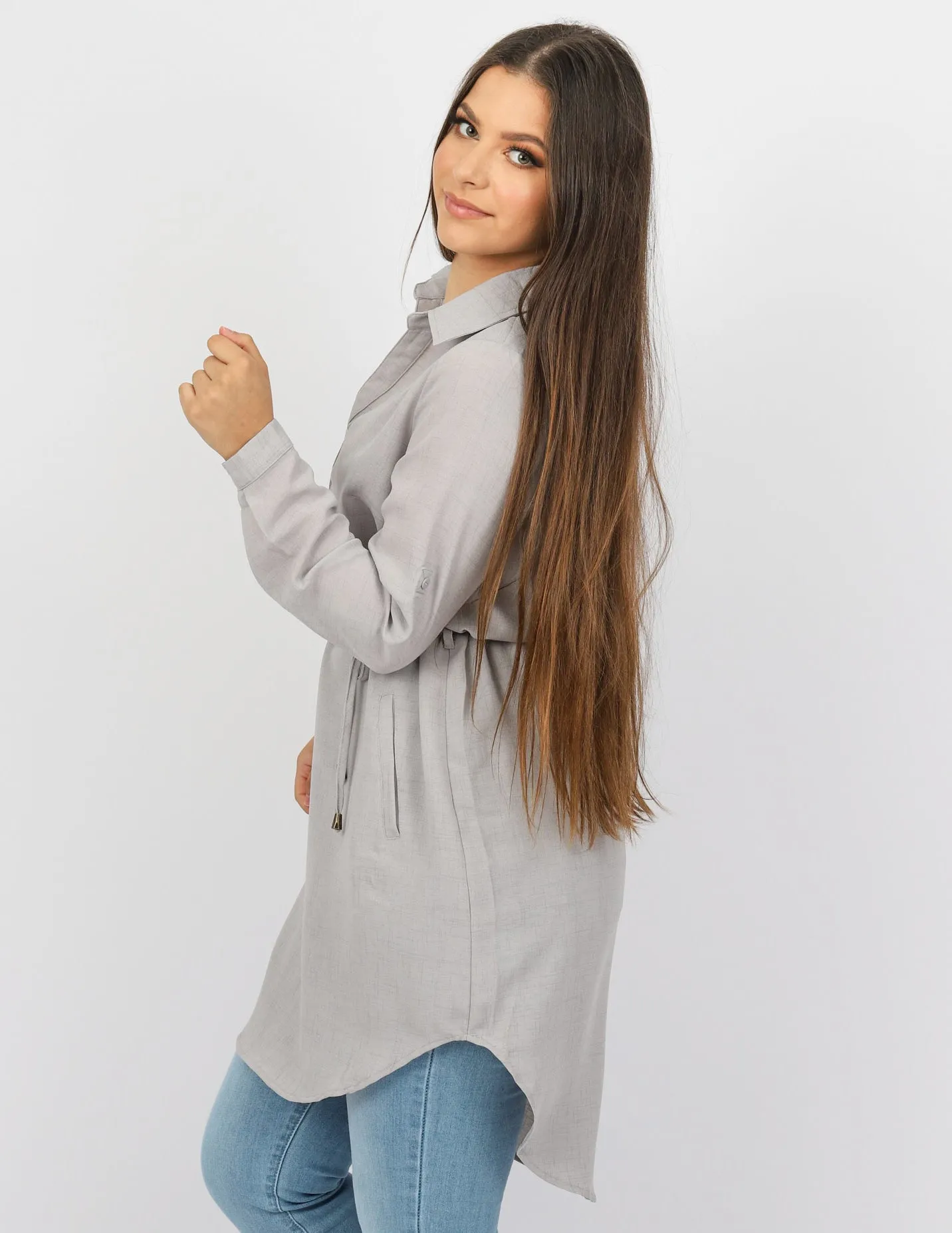 Roll Sleeve Loop Top - Light Shades