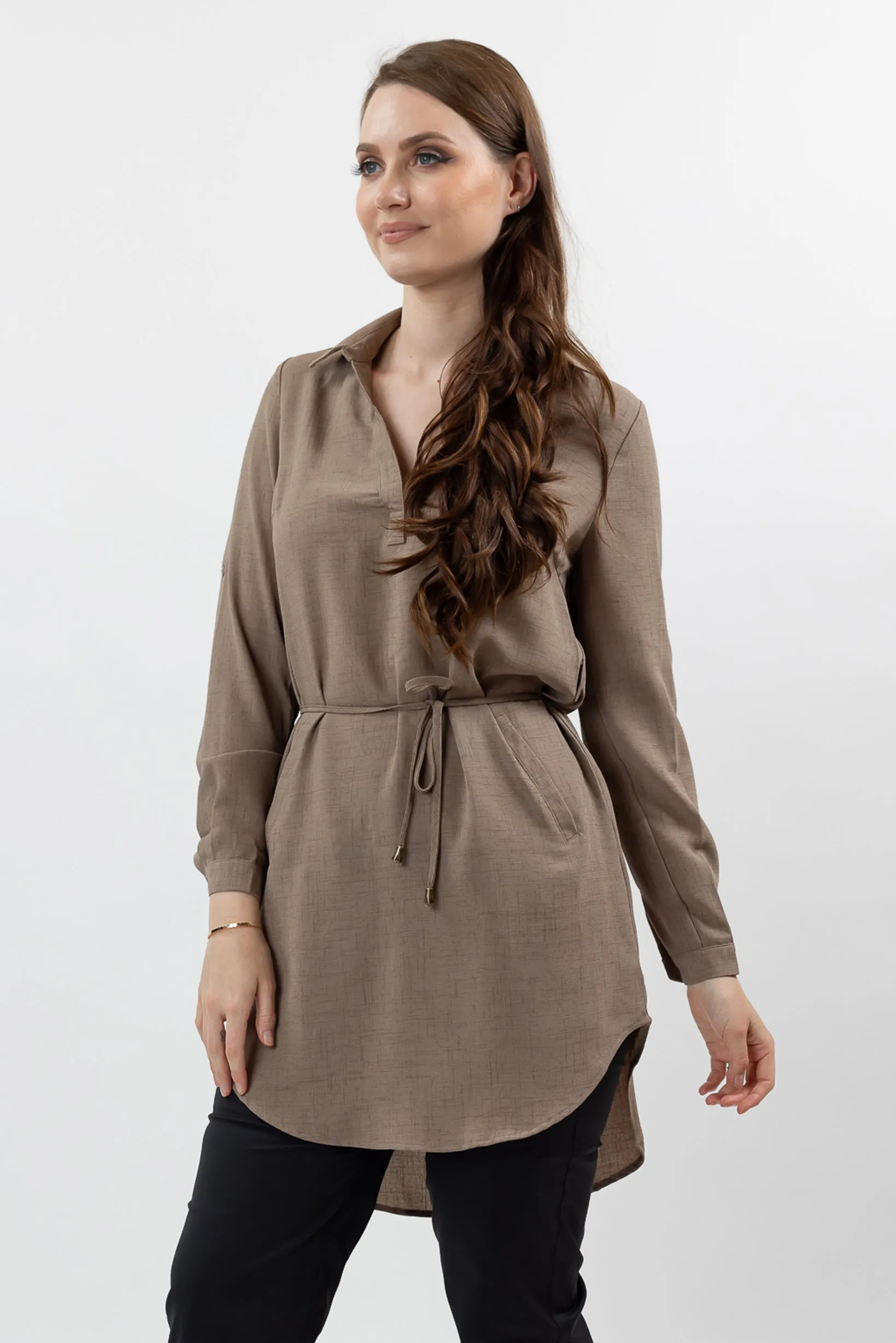 Roll Sleeve Loop Top - Light Shades