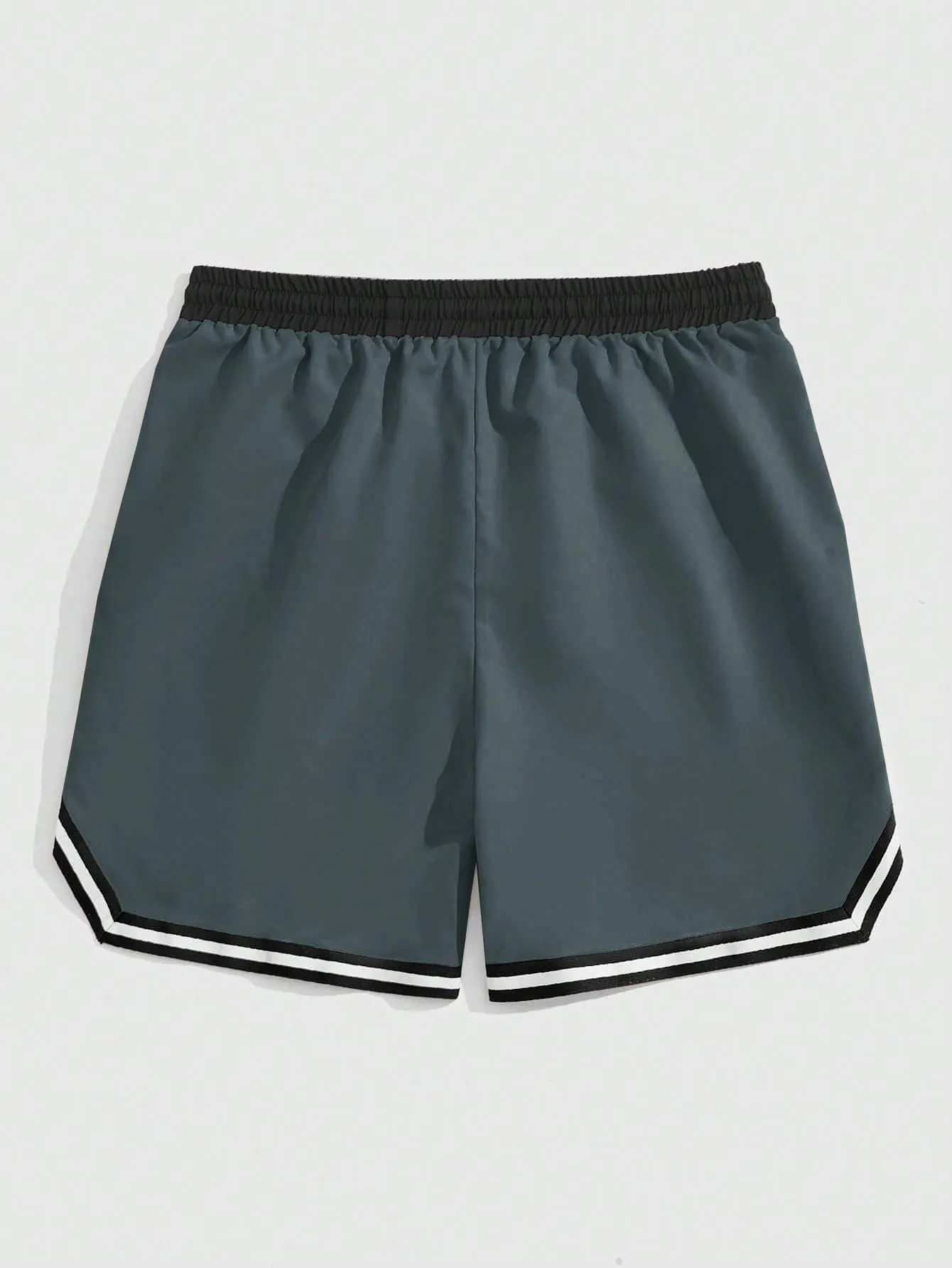 ROMWE Prep Men Letter Striped Drawstring Waist Shorts, School