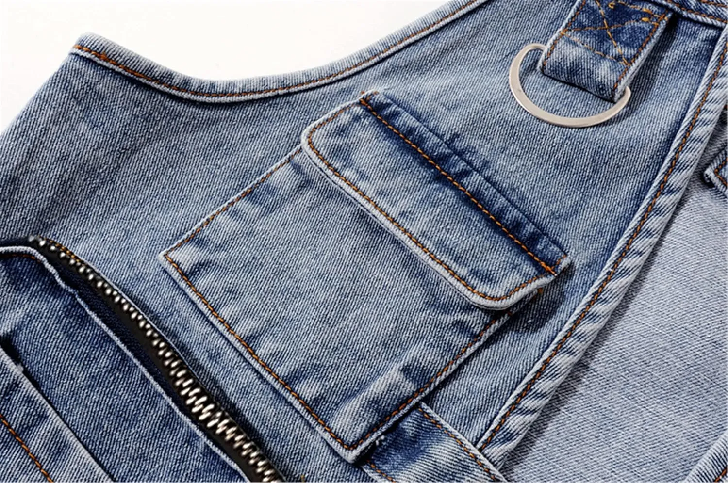 SANGTREE Women's Multi-pocket Short Cargo Denim Vest