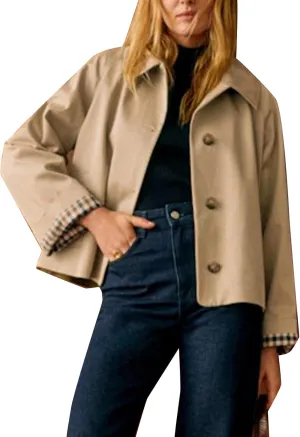 SCOFEEL Cropped Trench Coat for Women Trendy Spring Fall Short Jacket Long Sleeve Work Outerwear Coat