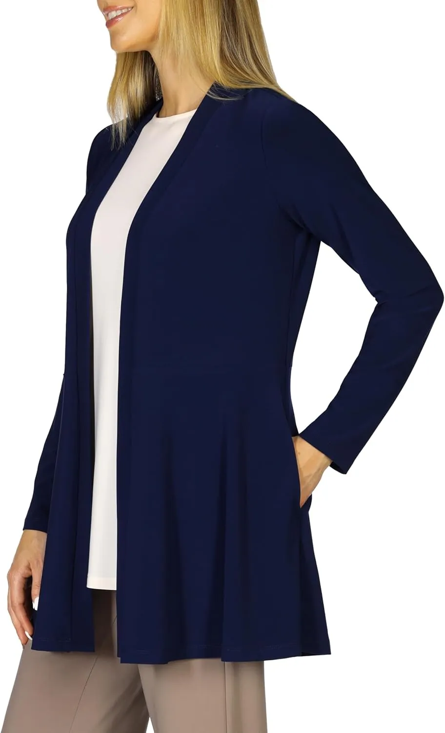 Selousua Women's Long Sleeve Peplum Cardigan - Comfortable & Easy Care Knit Cardigan with Pockets for Women