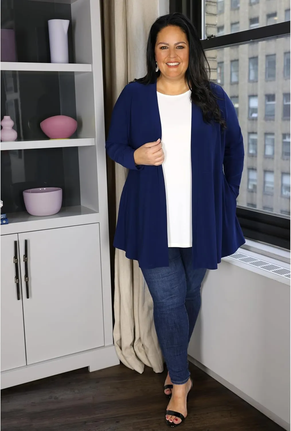 Selousua Women's Long Sleeve Peplum Cardigan - Comfortable & Easy Care Knit Cardigan with Pockets for Women
