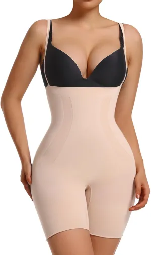 SHAPERX Shapewear for Women Tummy Control Open Bust Thigh Slimmer Body Shaper