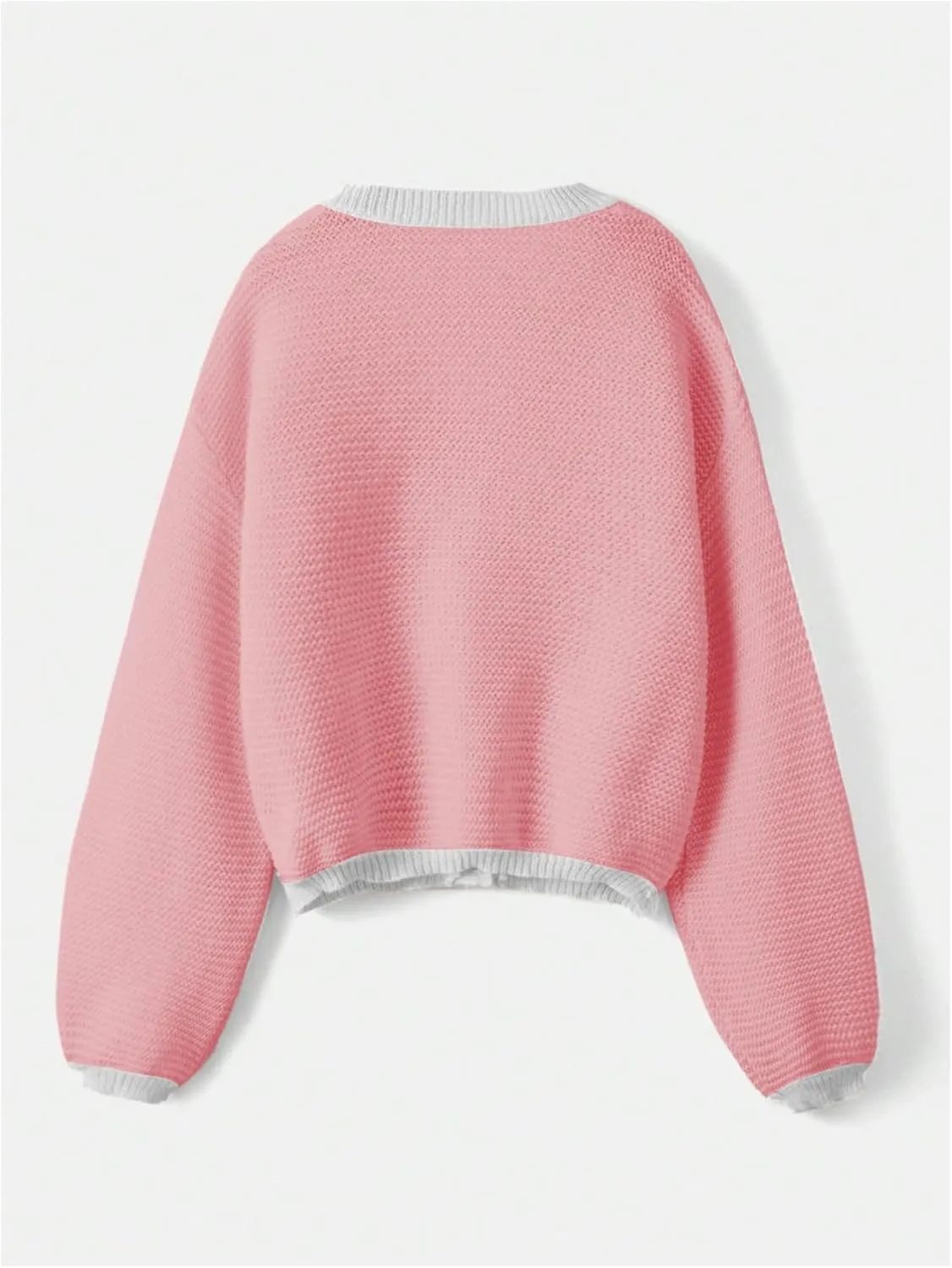 SHENHE Women's Strawberry Pattern Open Front Bishop Sleeve Casual Cardigan