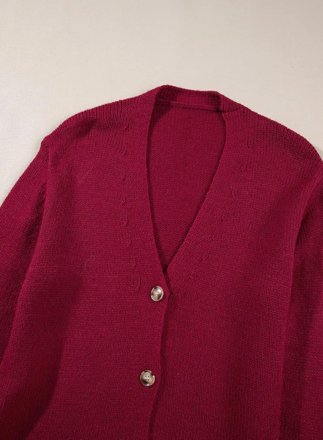 Sidefeel Women's Cardigan Sweaters Open Front Long Sleeve Button Knit Oversized Cropped 2024 Fall Sweater